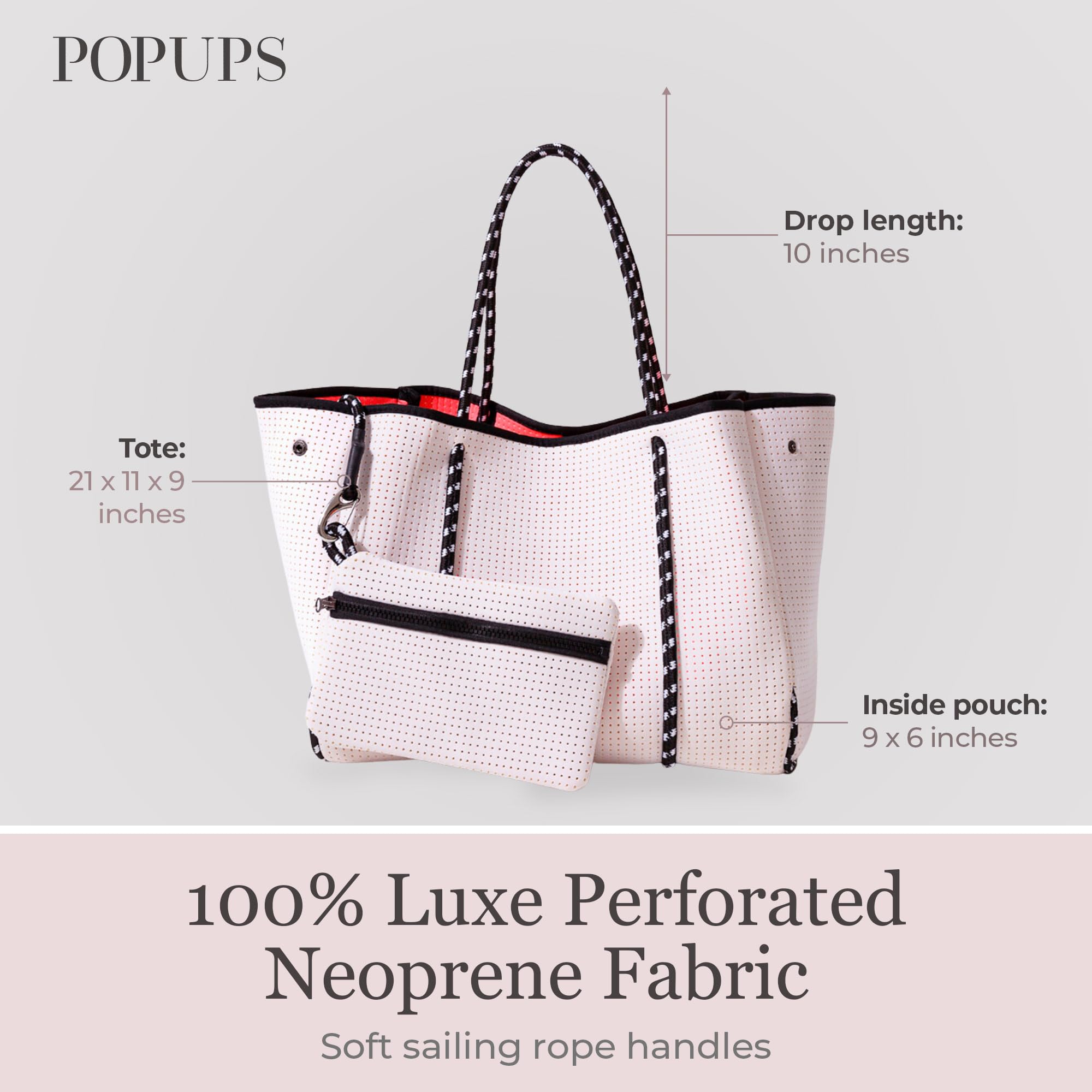 Stylish Large Neoprene Tote Bag for Women - Water-Resistant Designer Handbag with Multiple Pockets & Zipper Pouch | Perfect for Work Commute, Travel, Beach Trips & Shopping