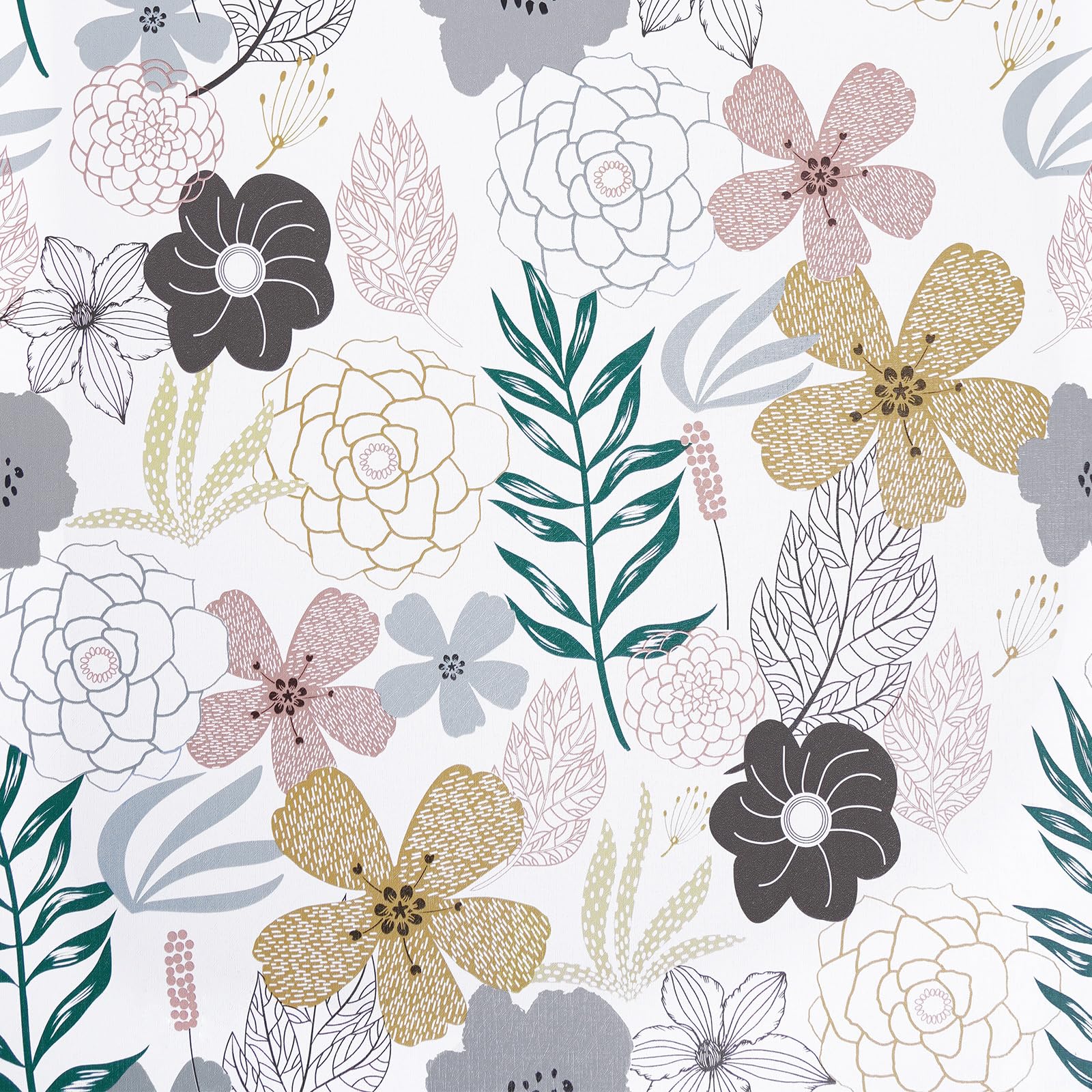 Floral Peel and Stick Wallpaper - Pink Perennial Blooms Self-Adhesive Vinyl, 17.71'' x 118'' Removable Waterproof Contact Paper for Bathroom, Cabinet & Home Decor | Easy DIY Wall Covering for Bedroom, Kitchen Backsplash & Furniture Makeover