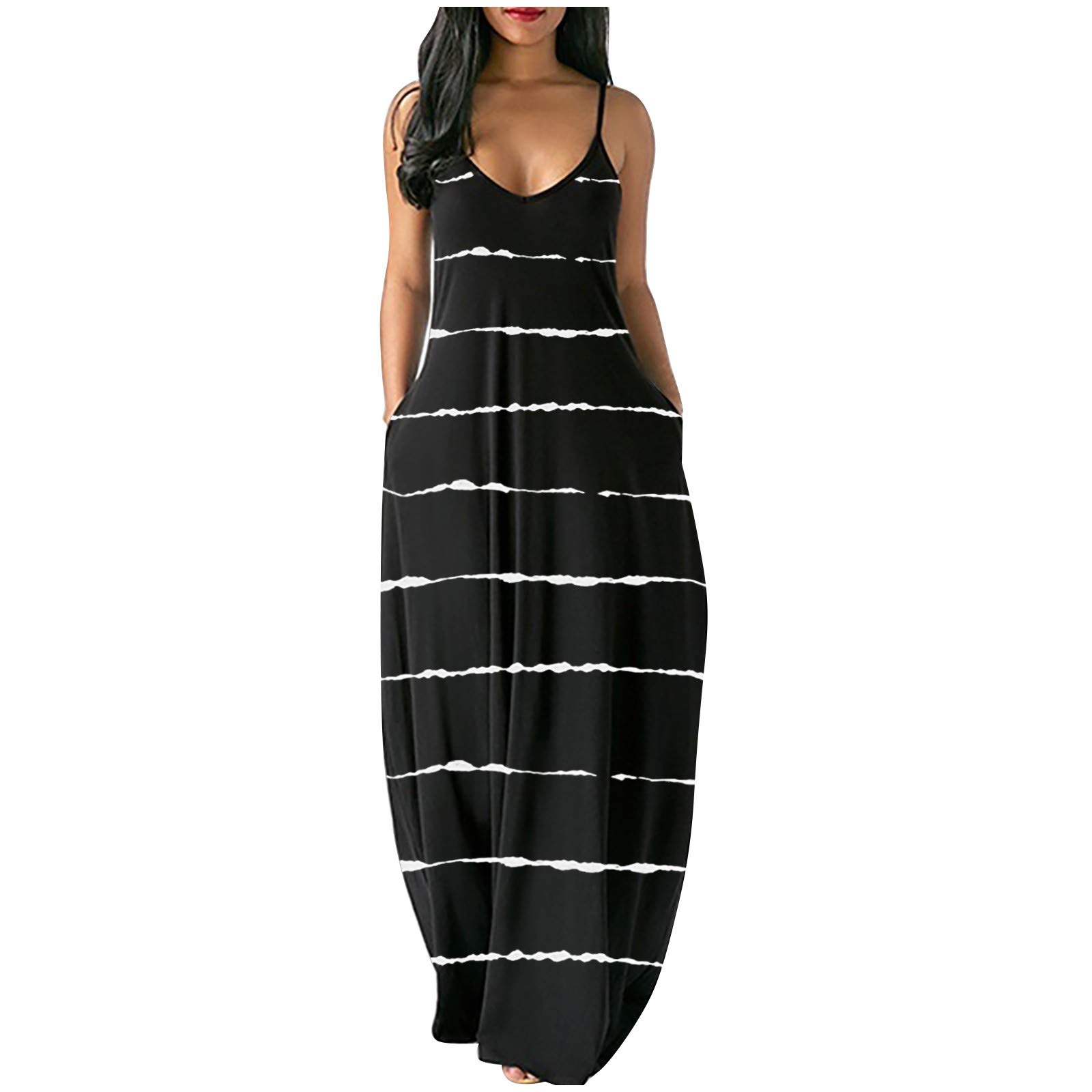 ZITIANY Women's Summer Casual Sleeveless Dress - Sexy Plus Size Solid Camisole Long Maxi Dress for Beach, Vacation & Outdoor Parties