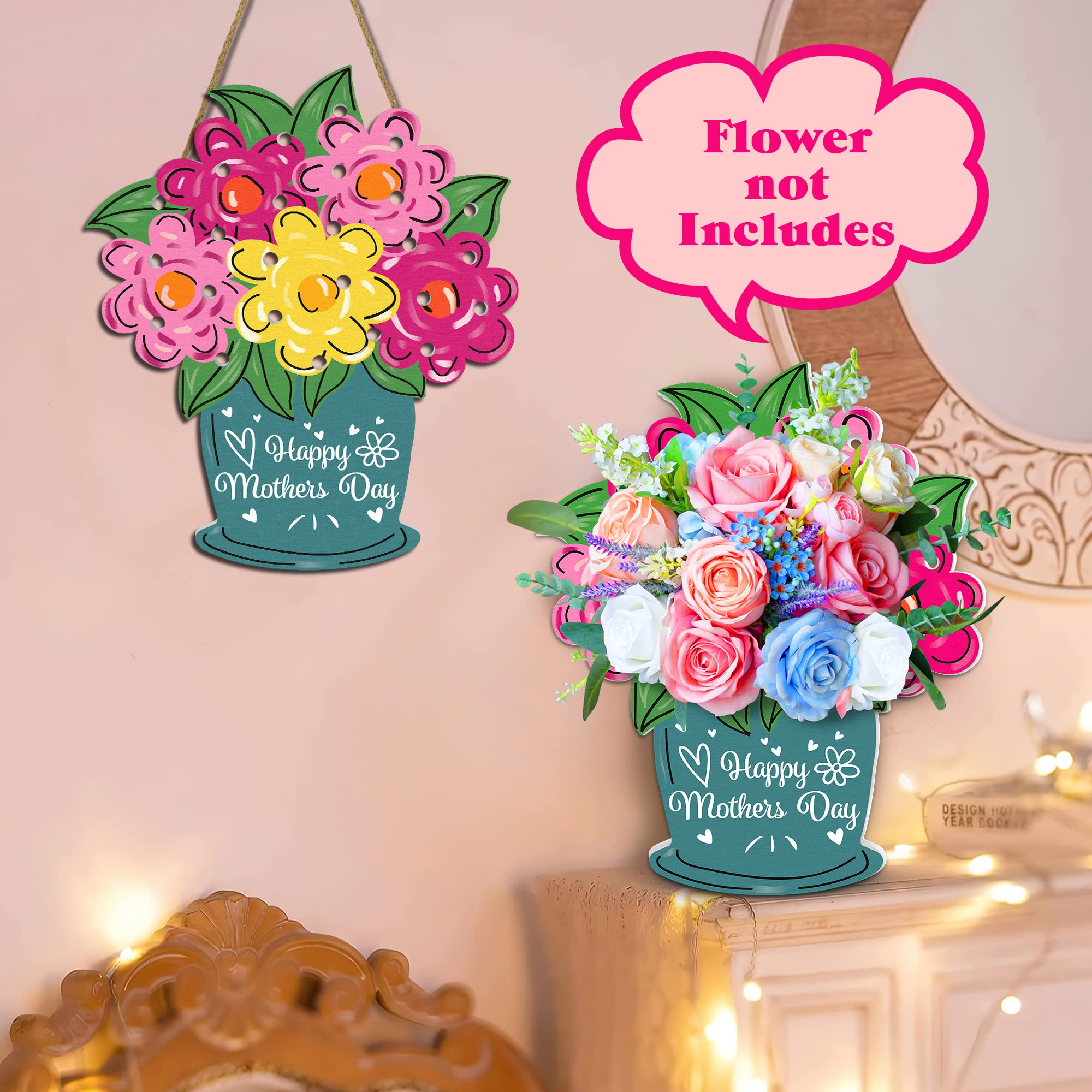 Handcrafted Wooden Flower Holder - DIY Mother's Day Gift Set for Mom from Daughter or Son, Home & Party Table Decor (Flowers Not Included) - Perfect for Mother's Day Celebrations, Home Decor, and Special Occasions