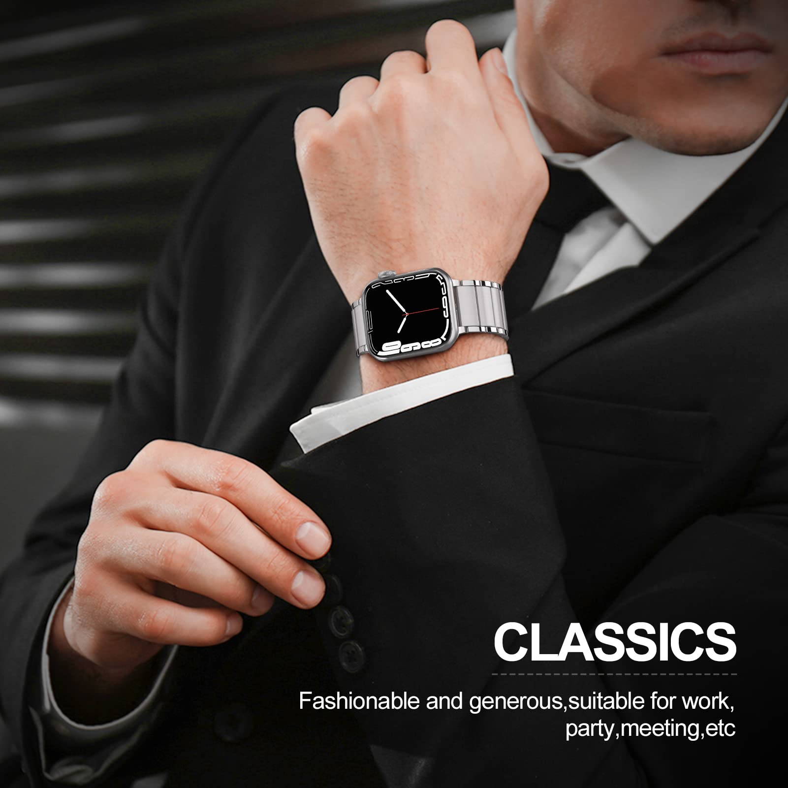 ORIbox Stainless Steel Magnetic Band for Apple Watch 45mm 44mm 42mm - Compatible with iWatch Series SE 8 7 6 5 4 3 2 1 - Adjustable Metal Strap for Women & Men - Perfect for Workouts, Office & Everyday Wear
