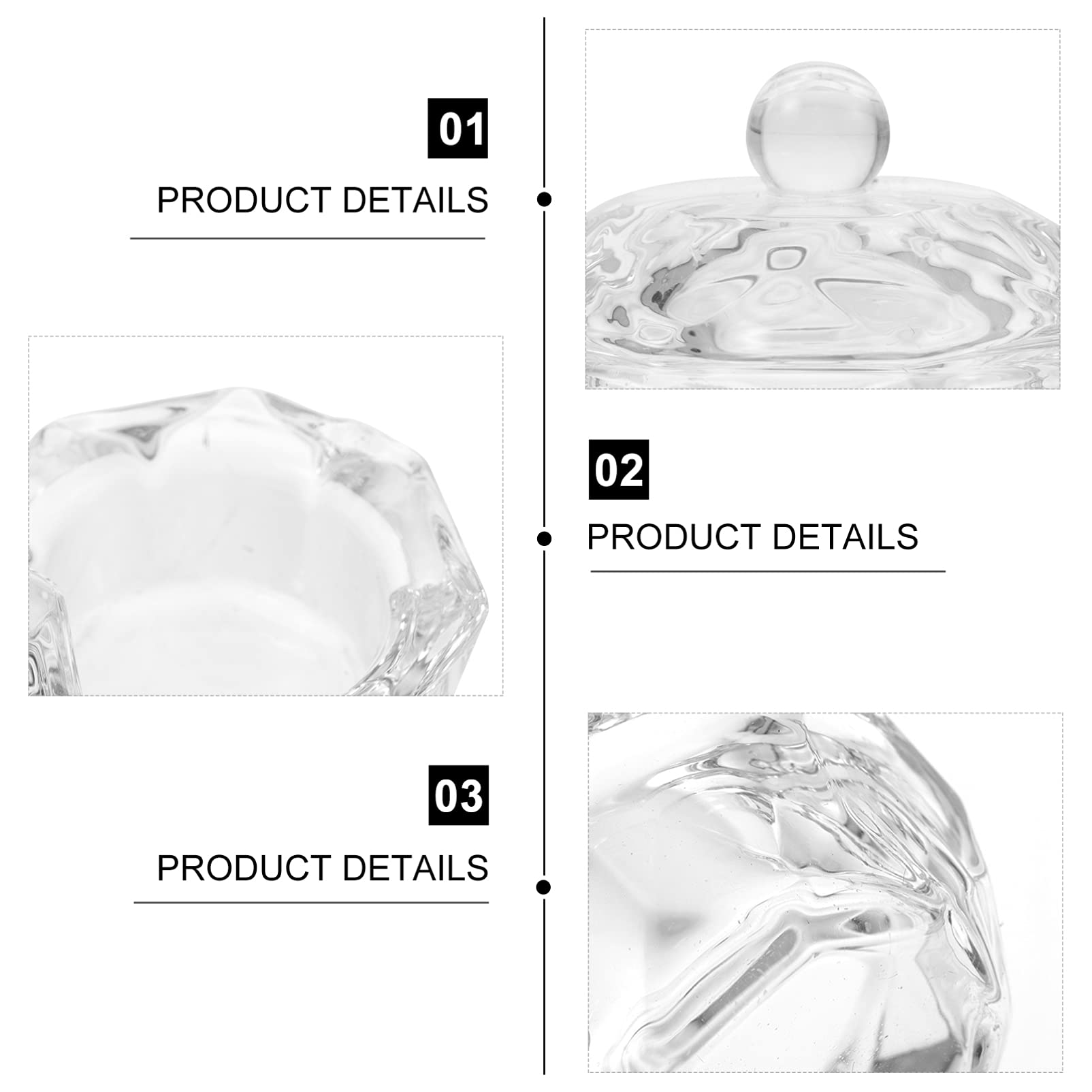 3PCS Nail Art Crystal Cup Set - Acrylic Powder Bowl & Liquid Dish for Manicure, Perfect for Nail Salon & DIY Nail Art at Home