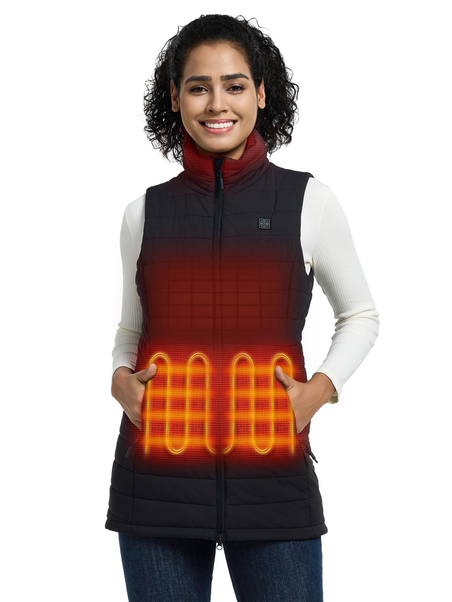 ORORO Women's Heated Puffer Vest with 4 Adjustable Heat Zones - USB Rechargeable Battery Included (No Charger) - Perfect for Winter Outdoor Activities, Hiking & Cold Weather Commuting