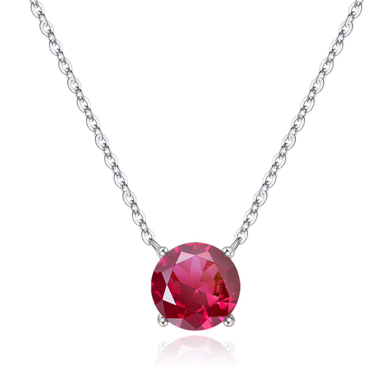 12 Months Birthstone Necklace for Women & Girls - Sterling Silver Pendant Necklace, Personalized Birthday Gift & Mother's Day Jewelry - Perfect for Anniversaries, Graduation Gifts & Special Occasions