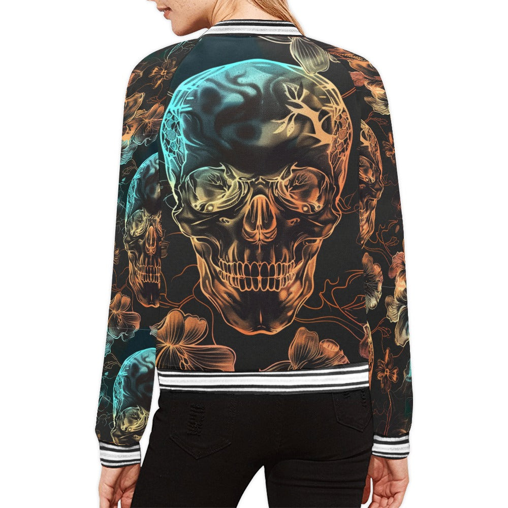 Stylish Ink Skulls Horizontal Stripes Jacket for Men & Women | Trendy Gothic Streetwear Fashion | Perfect for Concerts, Halloween & Casual Outfits