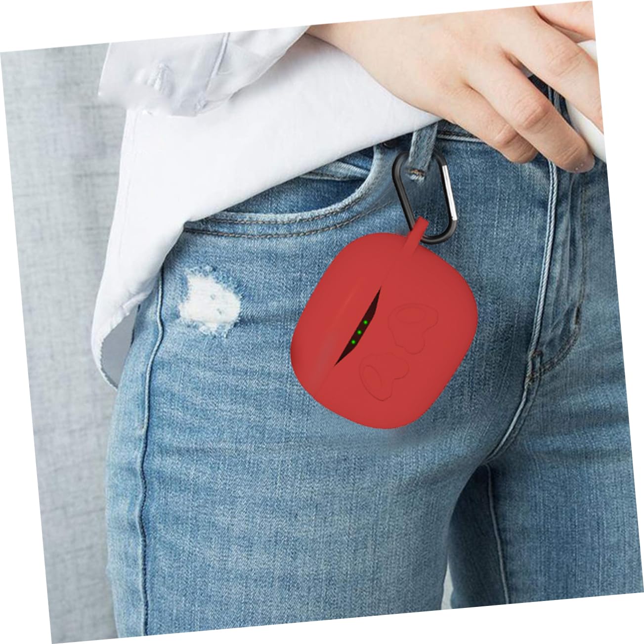 Artibetter 2 Pack Wireless Headphone Case - Anti-Slip & Shockproof Earbud Cover with Secure Clip (Red) - Perfect for Gym, Travel & Daily Commute Protection