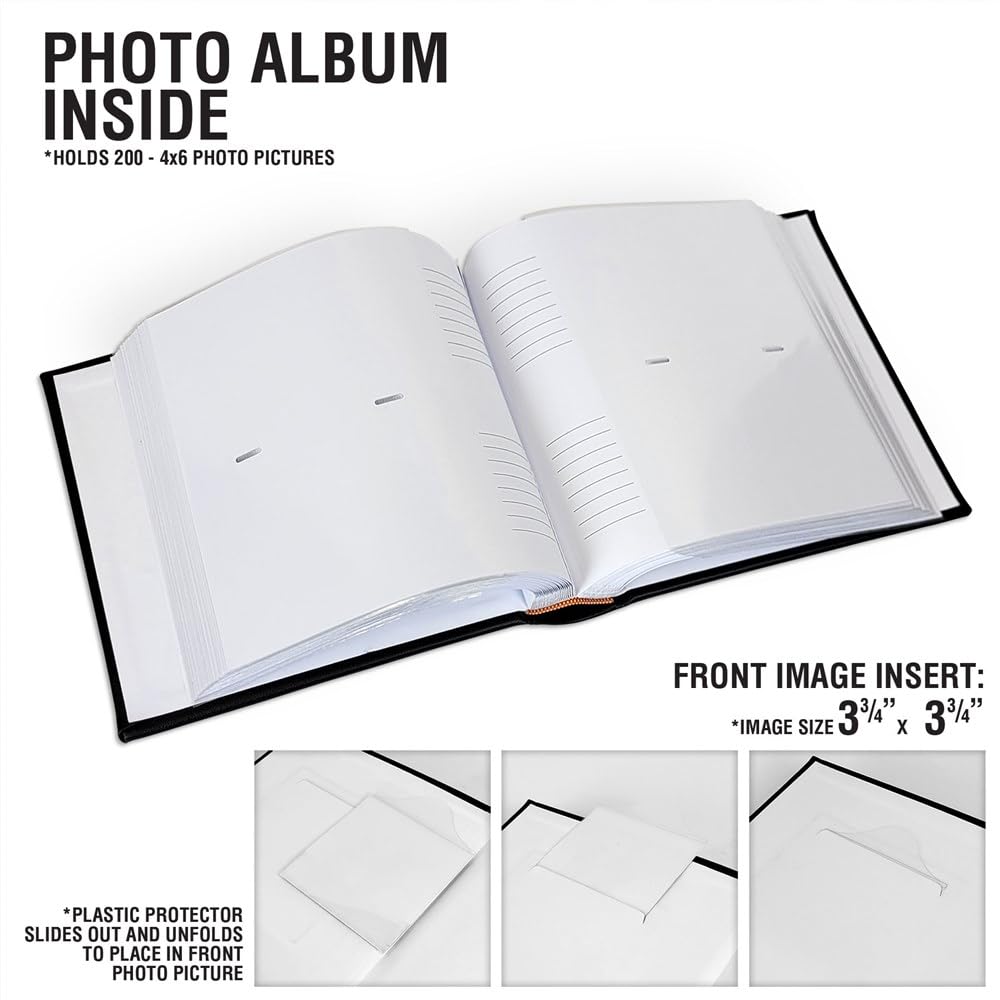 Personalized Photo Album - Custom Engraved Scrapbook Holds 200 4x6 Photos | Leatherette Cover with Laser Engraving | Add Your Own Message | Perfect for Weddings, Anniversaries & Family Memories