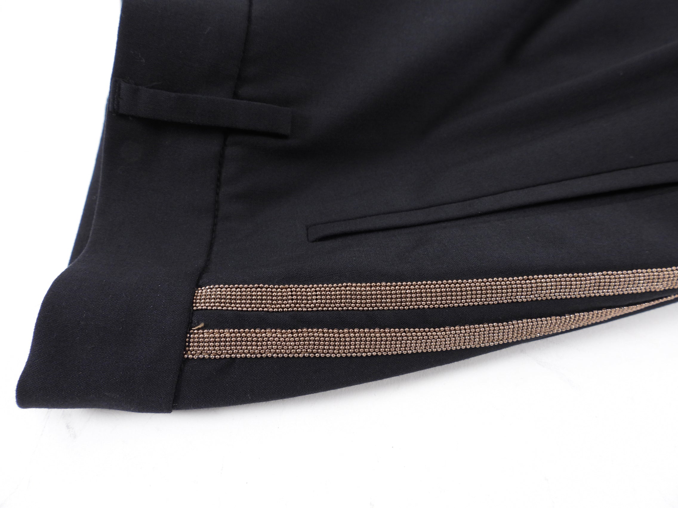 Brunello Cucinelli Black Wool Elastic Waist Tapered Trousers for Women - Size S (US 4/6) - Comfortable Stretch Pants for Office, Business Casual & Travel