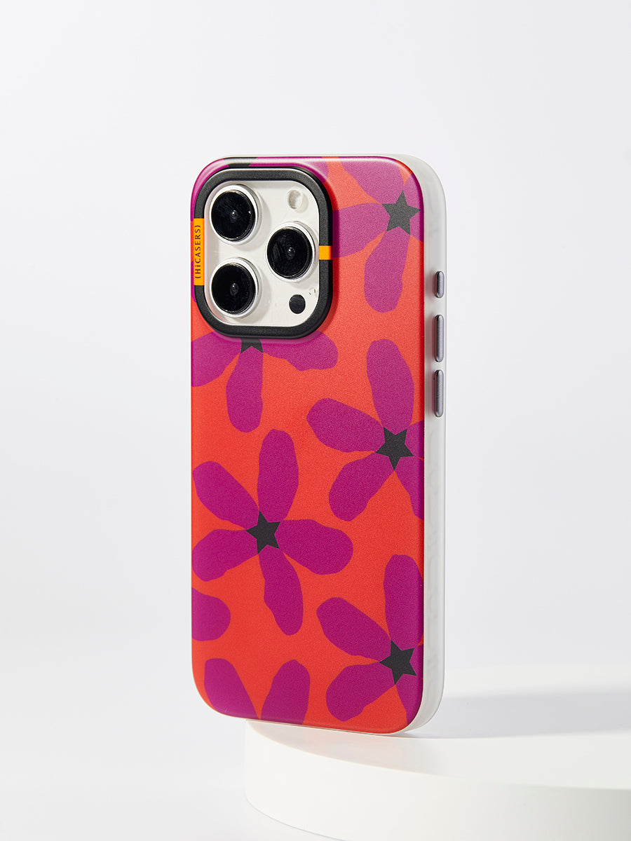 Starry Blossom Phone Case Coral Red - Elegant Floral Design for iPhone & Samsung, Perfect for Everyday Use & Special Occasions