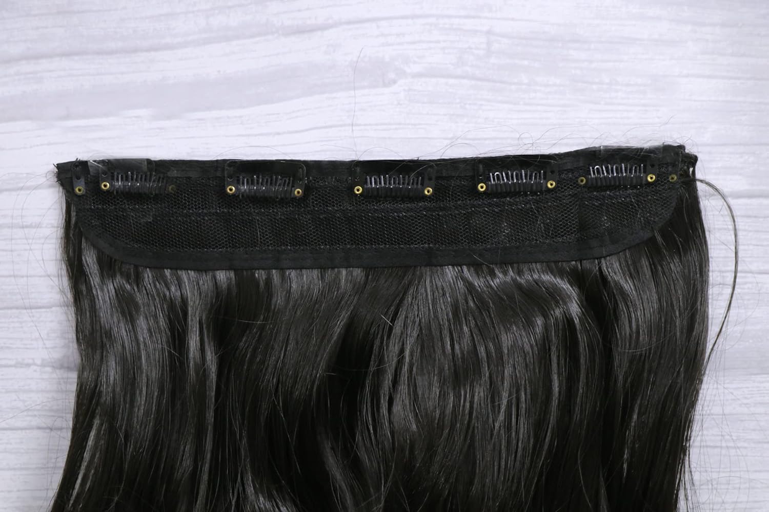 El Cabell Black 5 Clip-in Hair Extensions - Natural Looking Wavy/Curly Human Hair Extensions for Women & Girls - Instant Length & Volume - Perfect for Parties, Weddings & Daily Styling