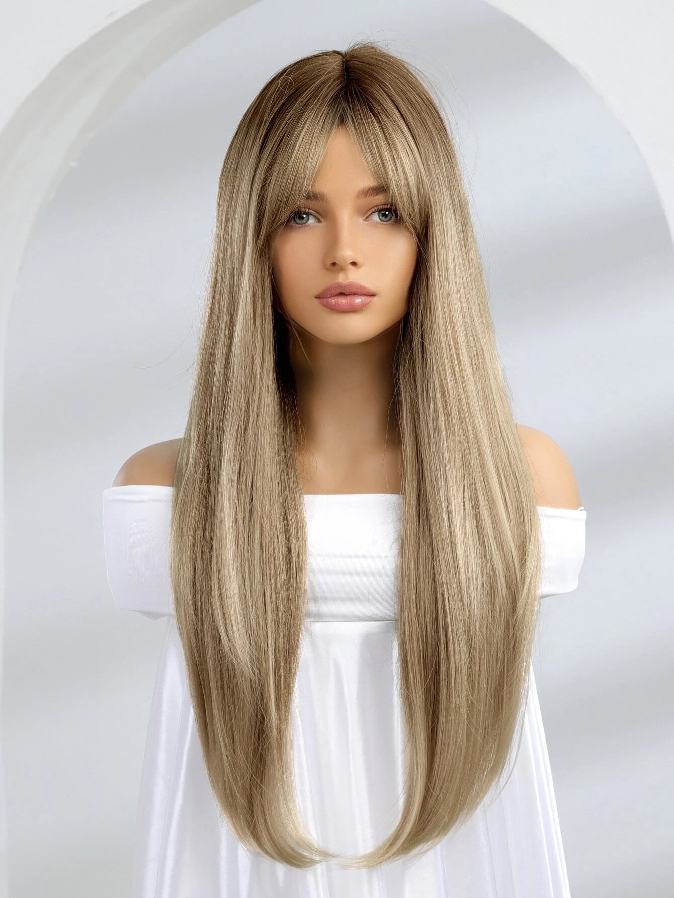 Straight Synthetic Hair Wig with Bangs - Natural Look & Comfortable Wear for Cosplay, Halloween, and Daily Fashion