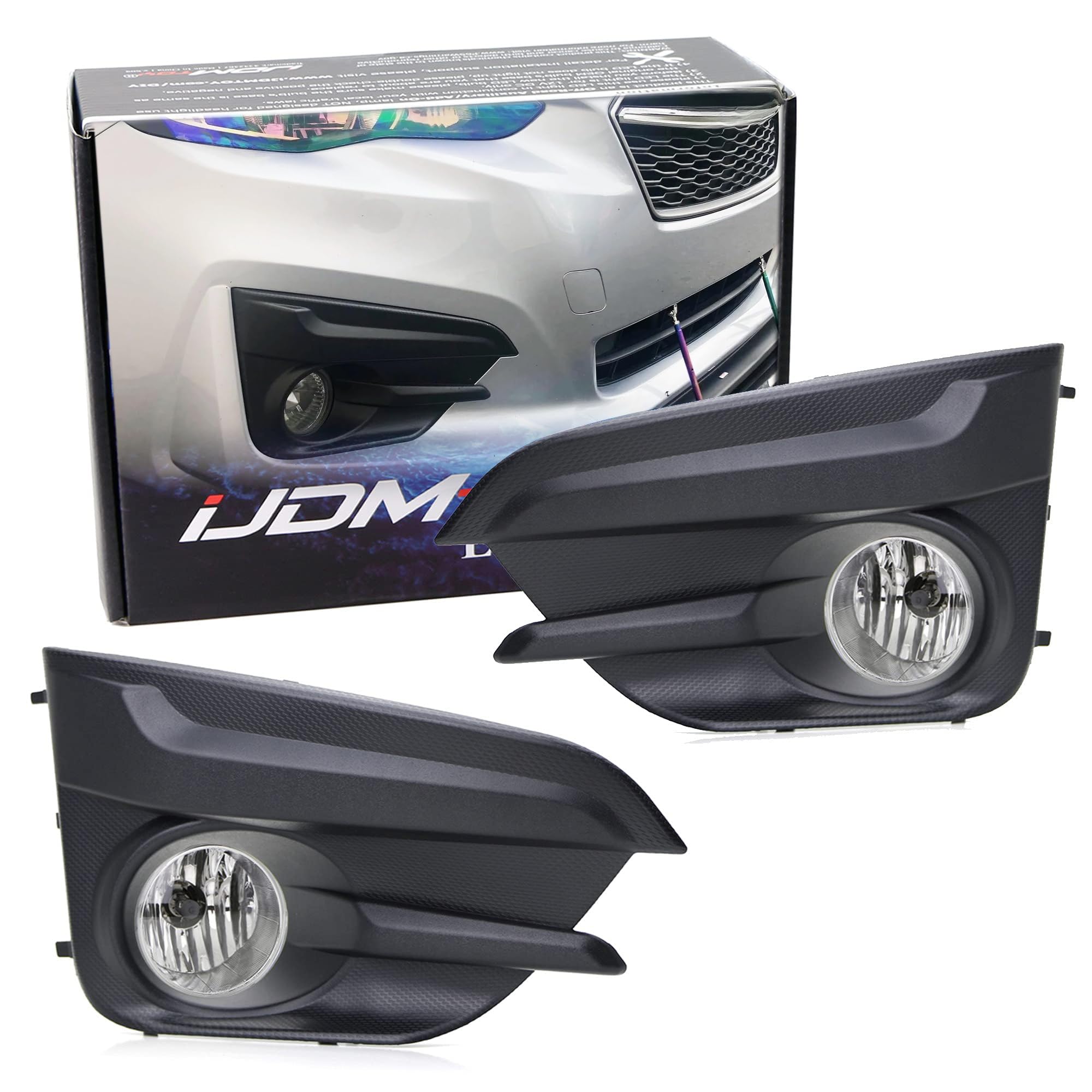 iJDMTOY Clear Lens H11 Halogen Fog Light Kit with Wiring Harness & Switch - Direct OEM Replacement for 2017-2019 Subaru Impreza Sedan - Perfect for Night Driving and Bad Weather Conditions
