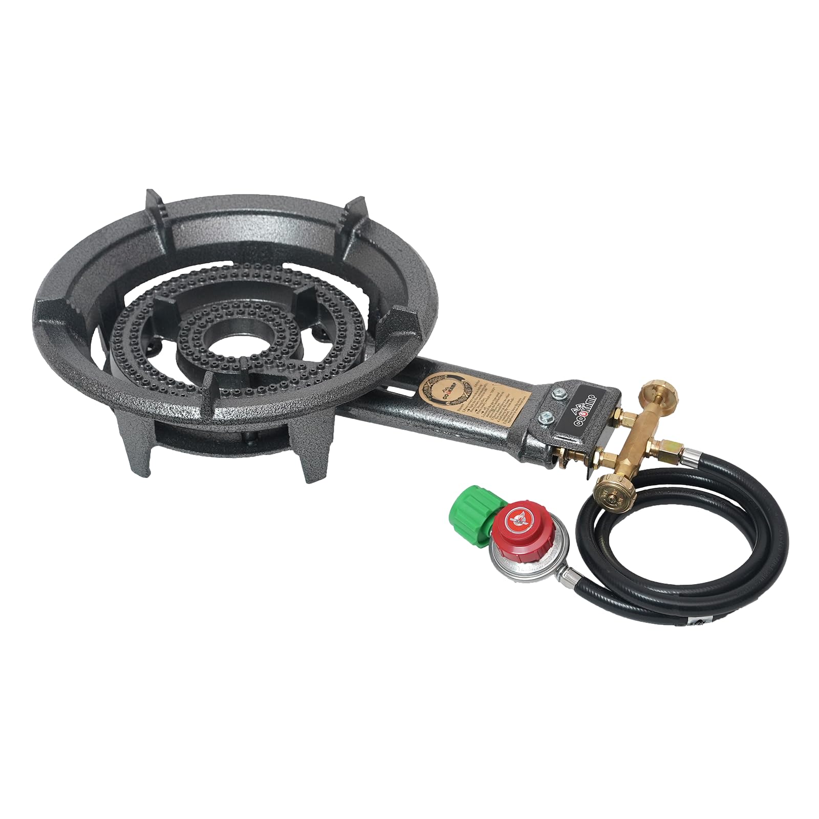 High-Pressure Propane Wok Burner - Cast Iron Camping Stove with Regulator & Hose | Portable Outdoor Gas Stove for Backpacking, Tailgating & Asian Cooking (Model SH90)