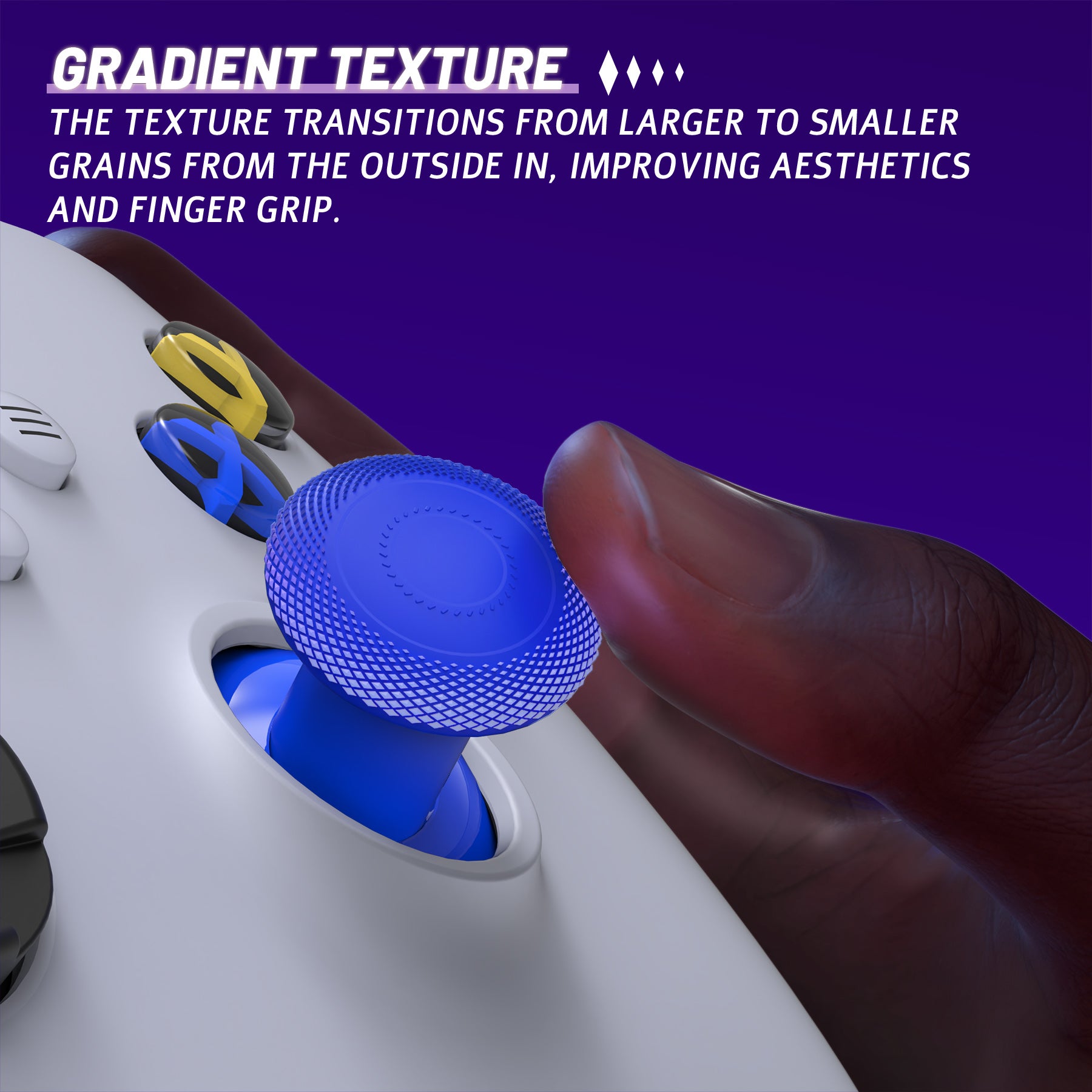 eXtremeRate ThumbsGear V3 Interchangeable Thumbsticks for Xbox Core Controller - 4 Height Adjustable Convex & Concave Grip Joysticks Compatible with Xbox One S/X/Elite & Nintendo Switch Pro Controller (Blue, VRVX3M006) - Perfect for Gaming, VR & Competitive Play