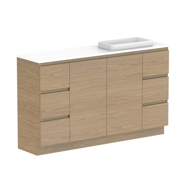 ADP Glacier Pro Ensuite Door and Drawer Trio Vanity with Solid Surface Top - Modern Bathroom Vanity Set with Storage for Home & Hotel Use