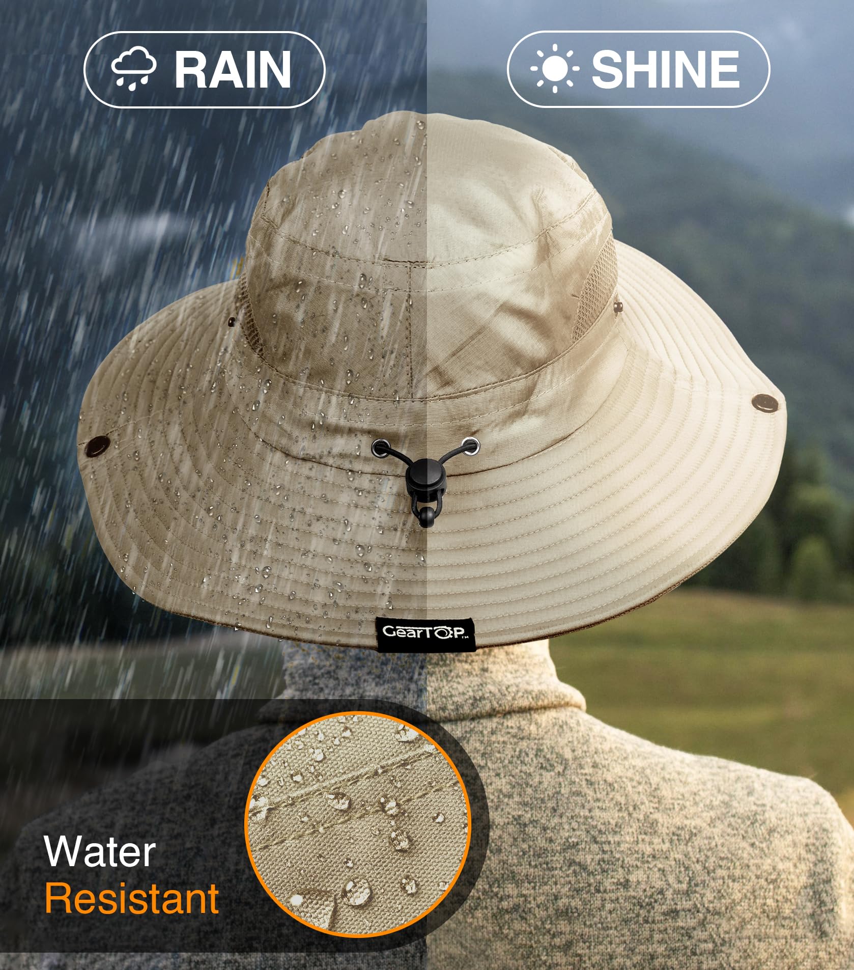 GearTOP UPF 50+ Sun Hat for Women & Men - Wide Brim Packable Beach Hat, Safari Hat with Neck Flap - Perfect for Outdoor, Travel, Hiking and Summer Vacation
