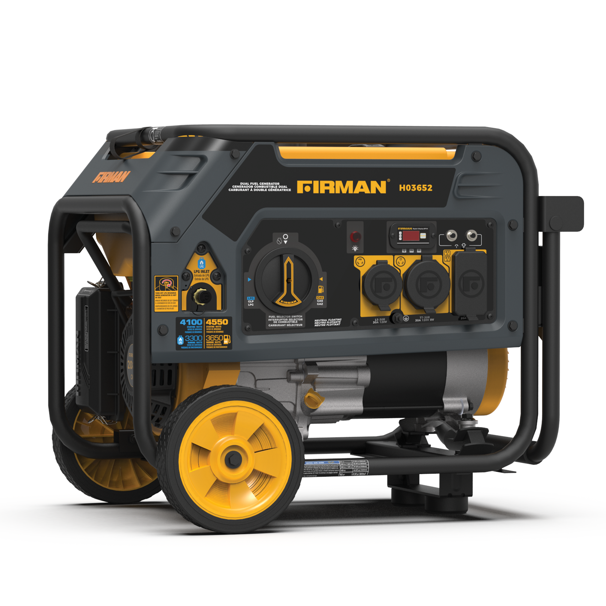 3650W Dual Fuel Portable Generator with Recoil Start - Perfect for Camping, Home Backup & Outdoor Power Needs