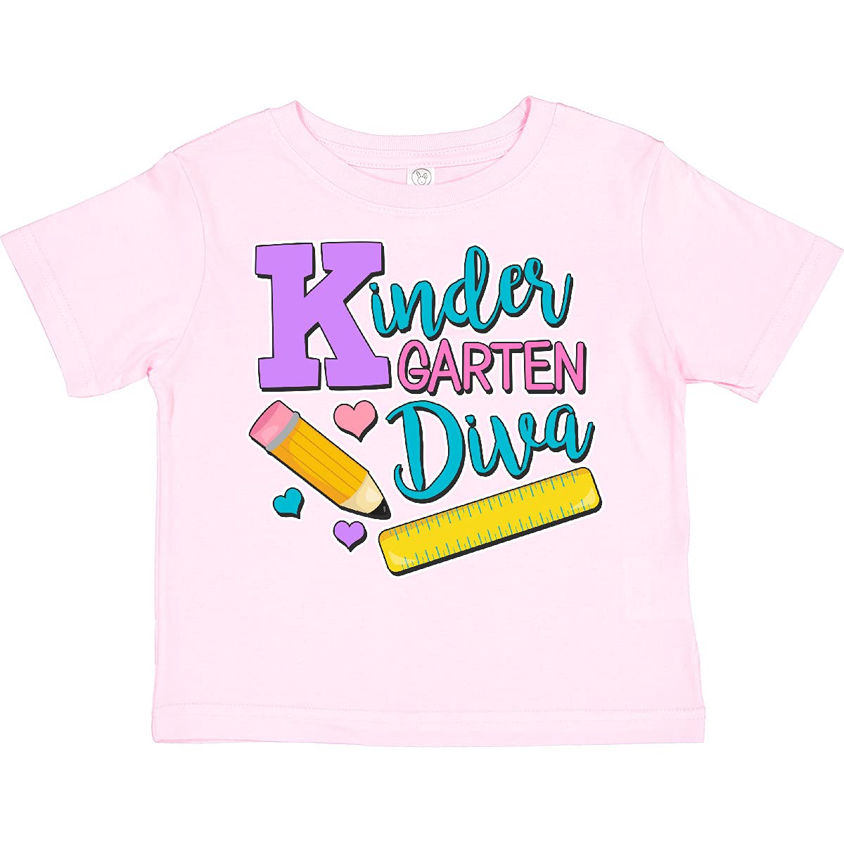 Inktastic Kindergarten Diva with Pencil and Ruler Toddler T-Shirt - Cute Back to School Outfit for Girls