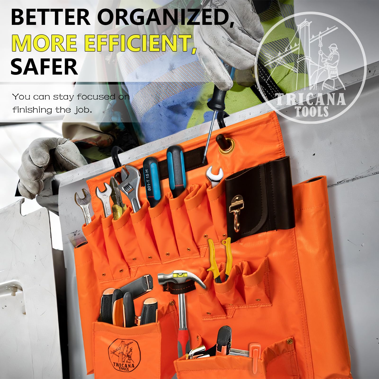 Lineman Tool Board - Heavy Duty Aerial Apron with Magnet & 16+ Pockets | Bucket Truck Tools Organizer with 2