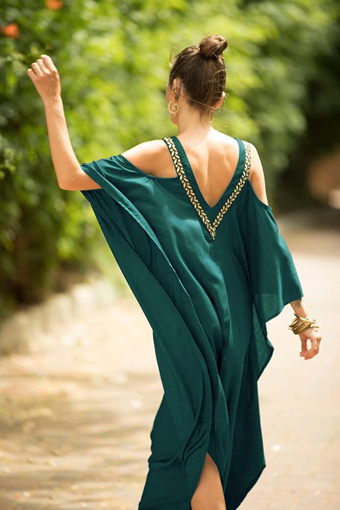 Senan Women's Turkish Kaftan - Loose Beach Cover Up, Bikini Dress, Maxi Tunic for Summer Vacation & Poolside Relaxation