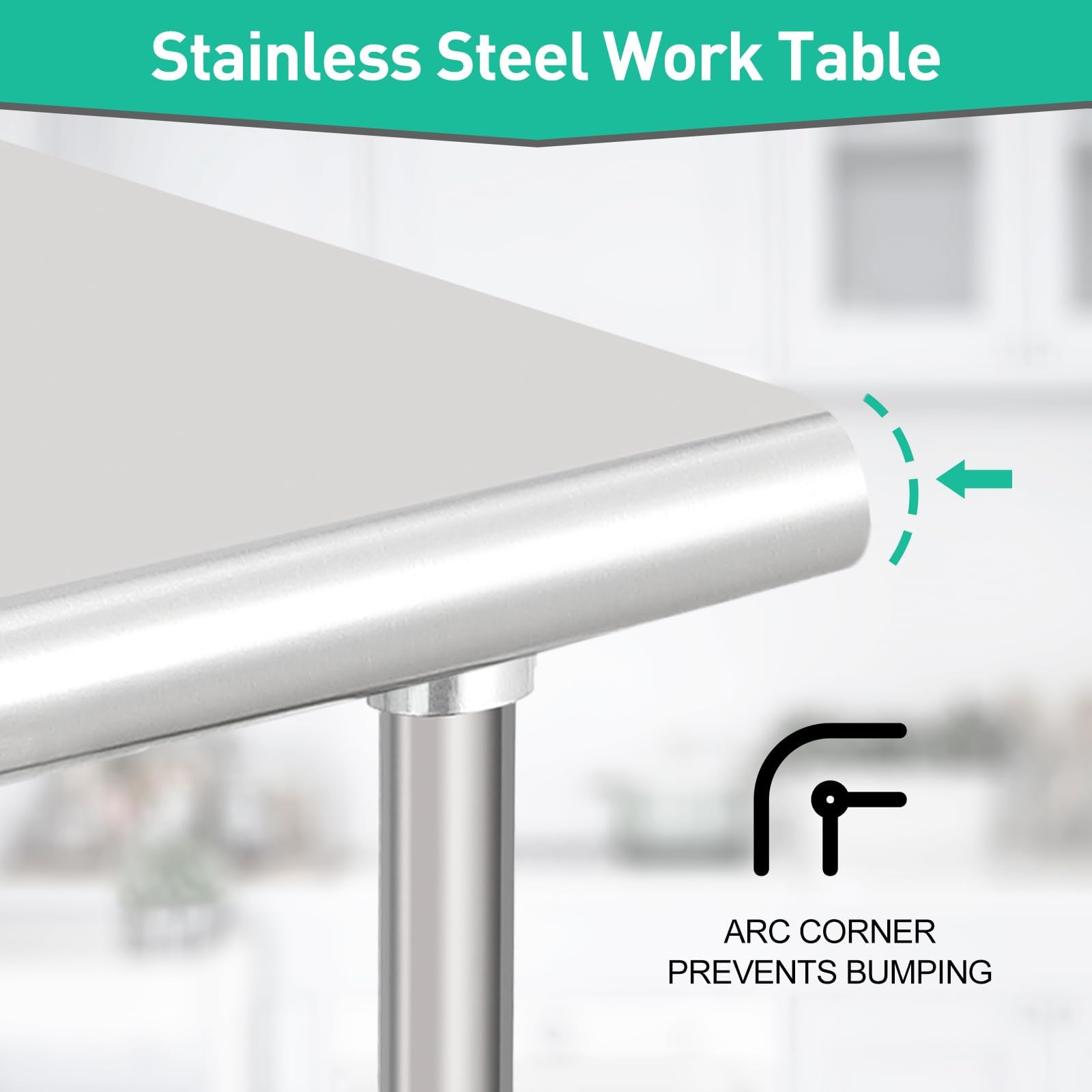 Stainless Steel Prep Table 30x24x35 Inches - NSF Certified Commercial Kitchen Table for Restaurant, Home & Hotel Use - Durable Metal Work Surface for Food Prep, Cooking & Serving