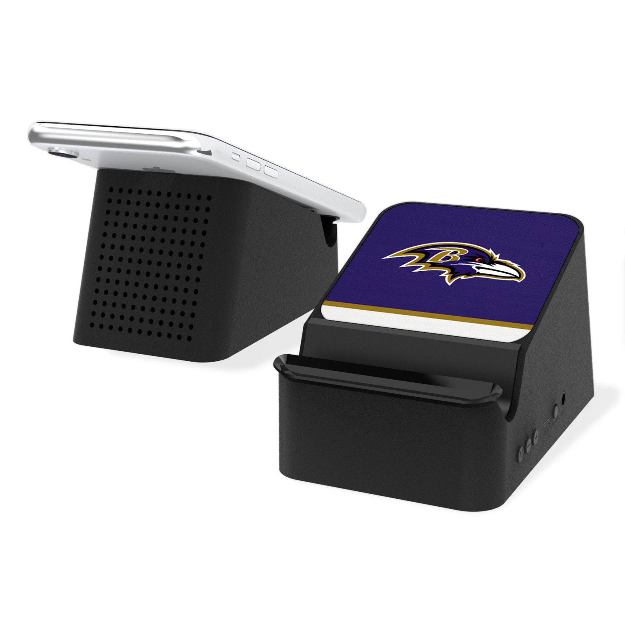 Baltimore Ravens Wireless Charging Station with Bluetooth Speaker - Fast Qi Charging Pad for iPhone & Android - Perfect for Home, Office & Game Day Decor