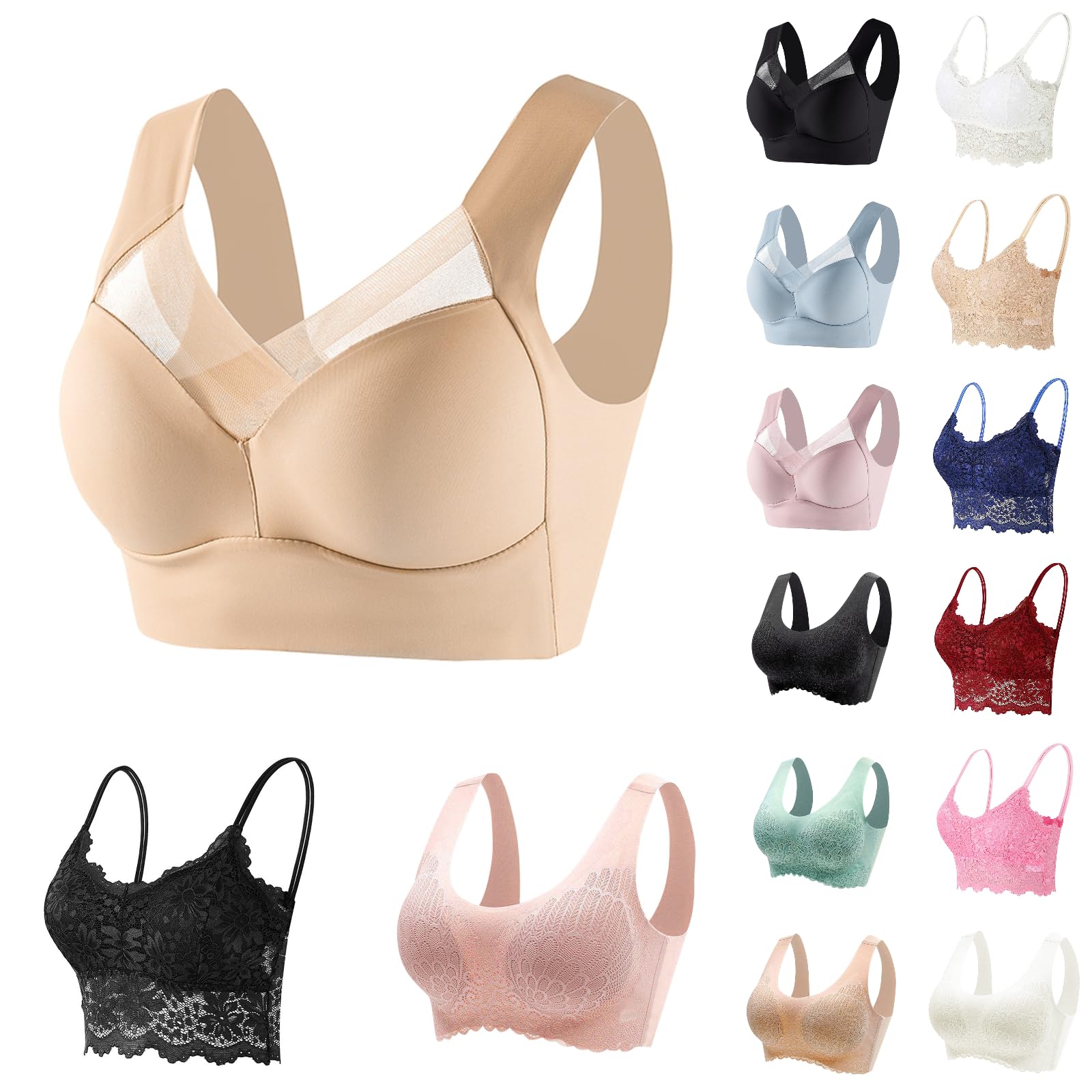 Wirefree Bras for Women - Seamless No Underwire Comfortable Padded Bralette with Full Coverage & Push Up Support | Perfect for Yoga, Workout & Everyday Wear