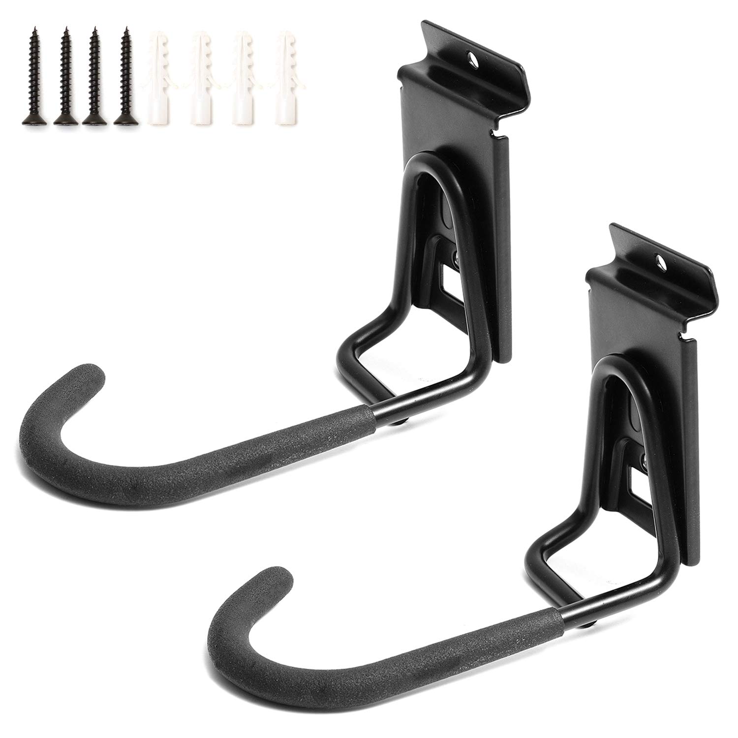 Heavy Duty Slatwall Hose Hooks - 2 Pack Black Garage Storage Organizer for Bikes, Ladders & Folding Chairs | Durable Utility Tool Hanger for Garage, Shed & Home Organization