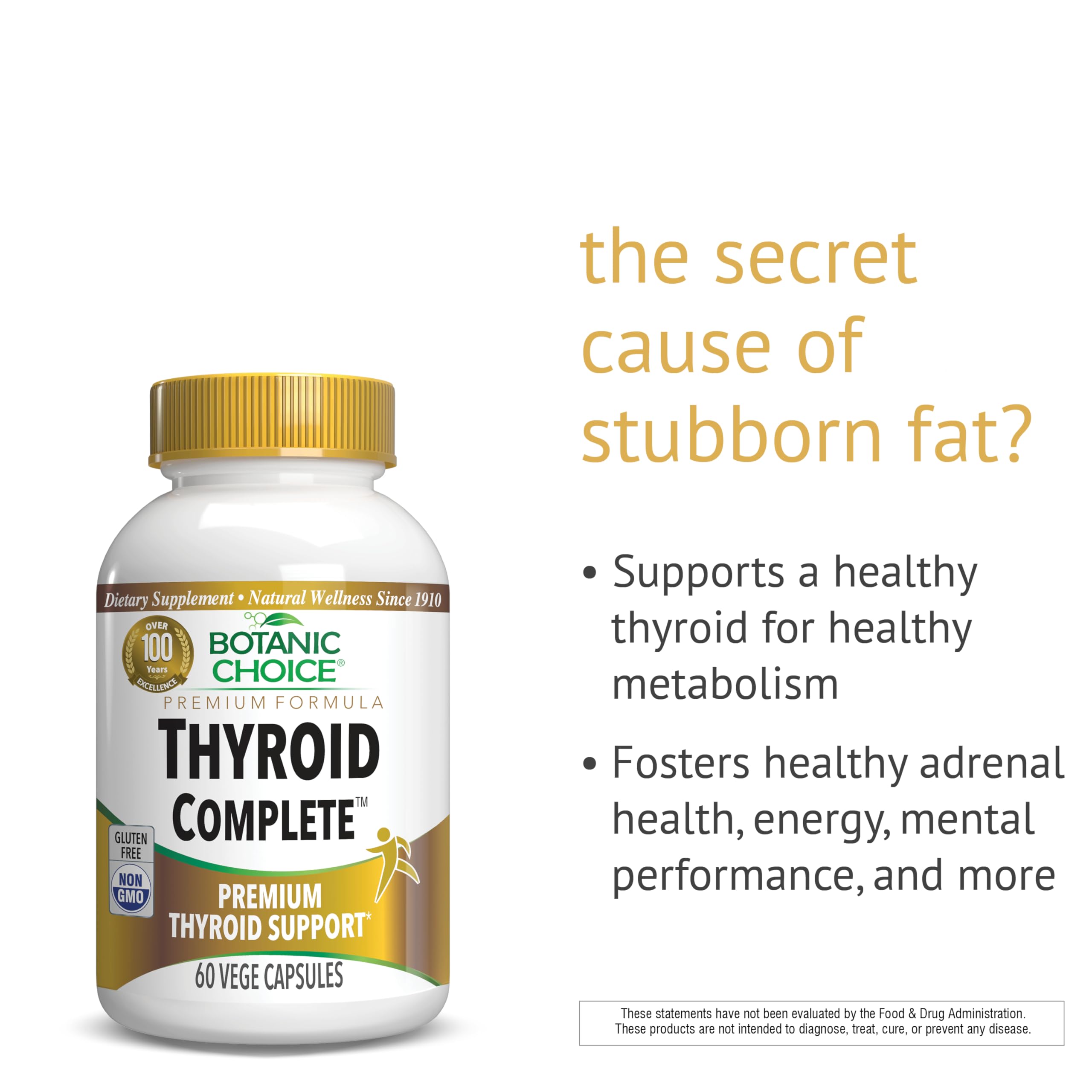 Botanic Choice Thyroid Complete Supplement with Ashwagandha, Schisandra Chinensis & Iodine - Supports Thyroid Function, Energy, Hair & Nail Health - 60 Vegetarian Capsules - Ideal for Hormone Balance & Heart Health Support