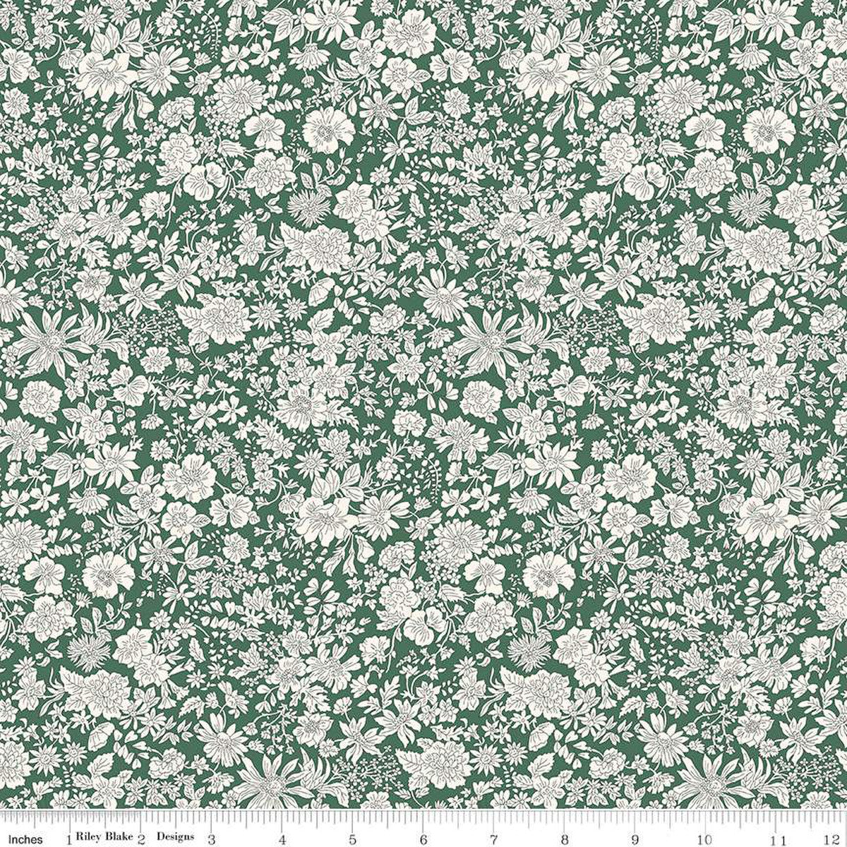 Liberty Emily Belle EVERGREEN Fabric by The Yard - Premium Cotton Floral Print Fabric for Quilting, Dressmaking & Home Decor