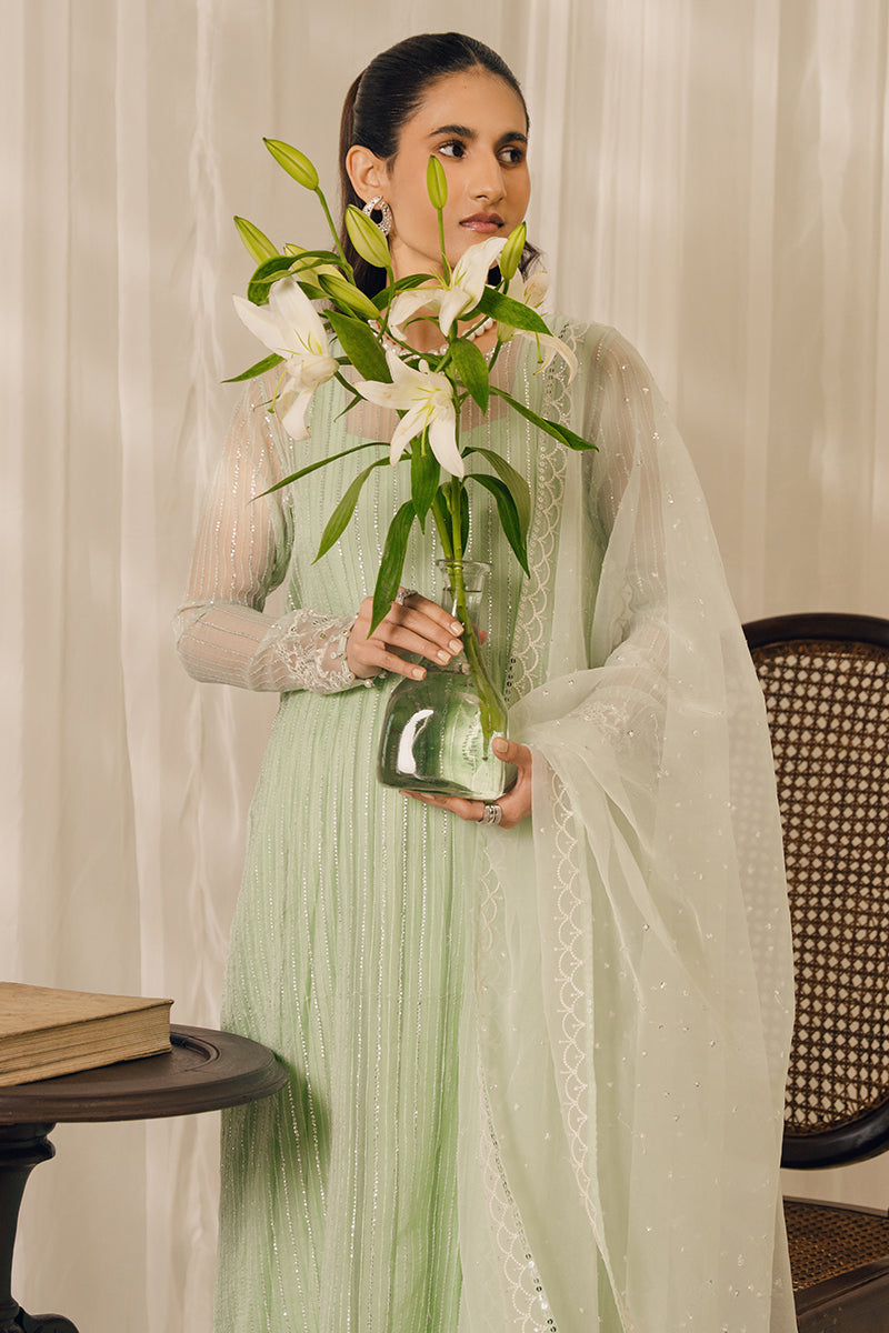 Elegant MINT BLOOM 2-Piece Outfit (Shirt & Dupatta) for Women | Traditional Indian Ethnic Wear | Perfect for Weddings, Festivals & Special Occasions