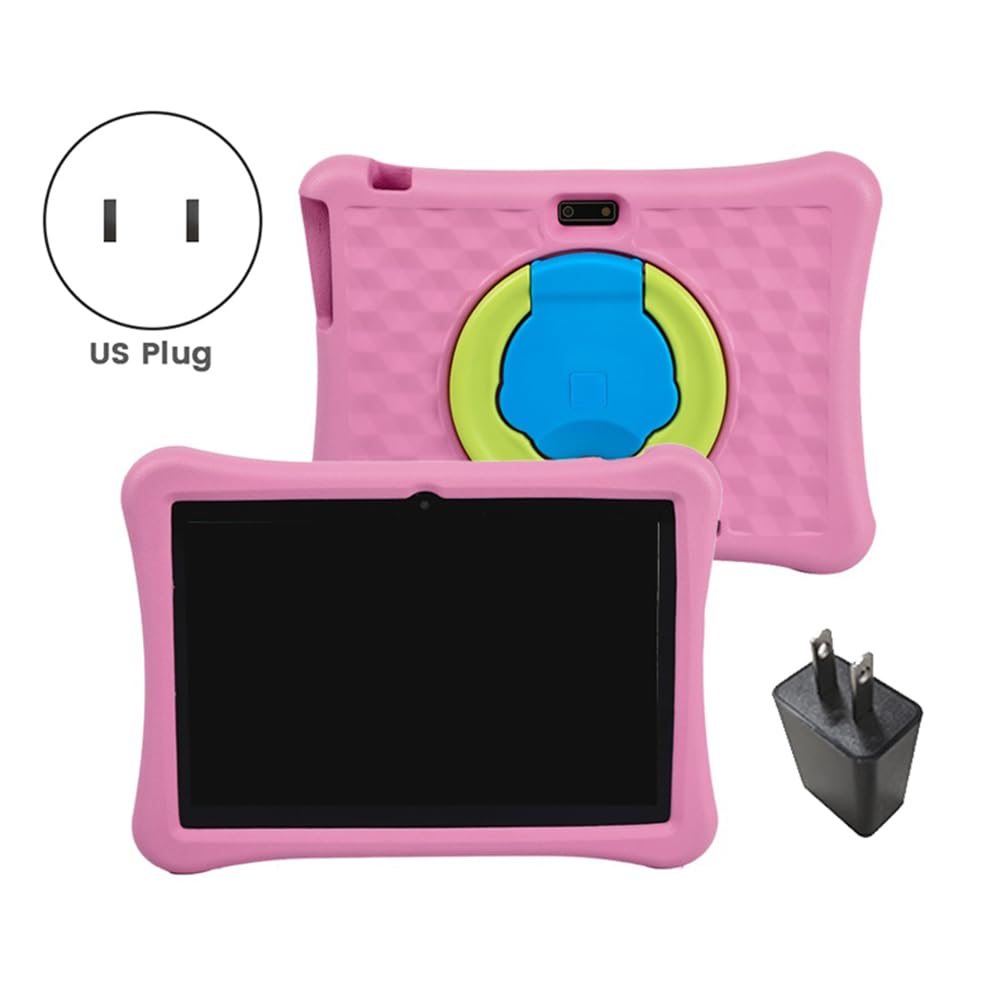 Rumoe 10 Inch Kids Tablet - Android 11 OS, 4GB RAM 64GB Storage, Parental Control Learning Tablet with US Plug (Pink) - Perfect for Homeschooling, Travel & Early Education