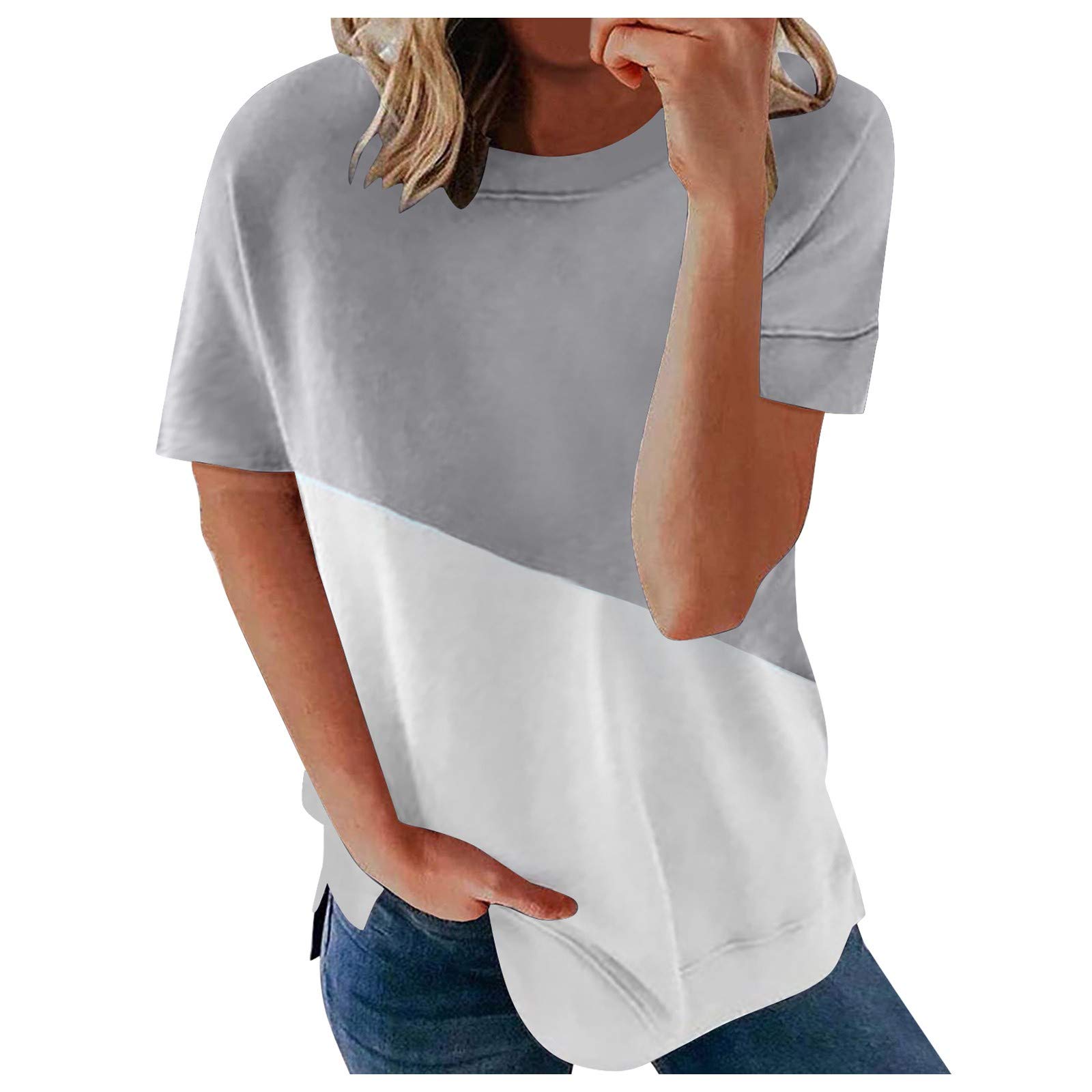 Women's Casual Short Sleeve Round Neck Twist Front Tunic T-Shirt - Loose Fit Summer Top for Everyday Wear, Outings & Beach Cover-Ups
