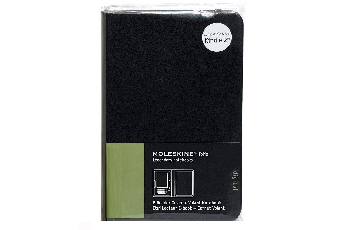 Premium Moleskine eReader Cover for Kindle 2 with Volant Notebook - Black | Stylish Protection for Your Kindle & Note-Taking On The Go