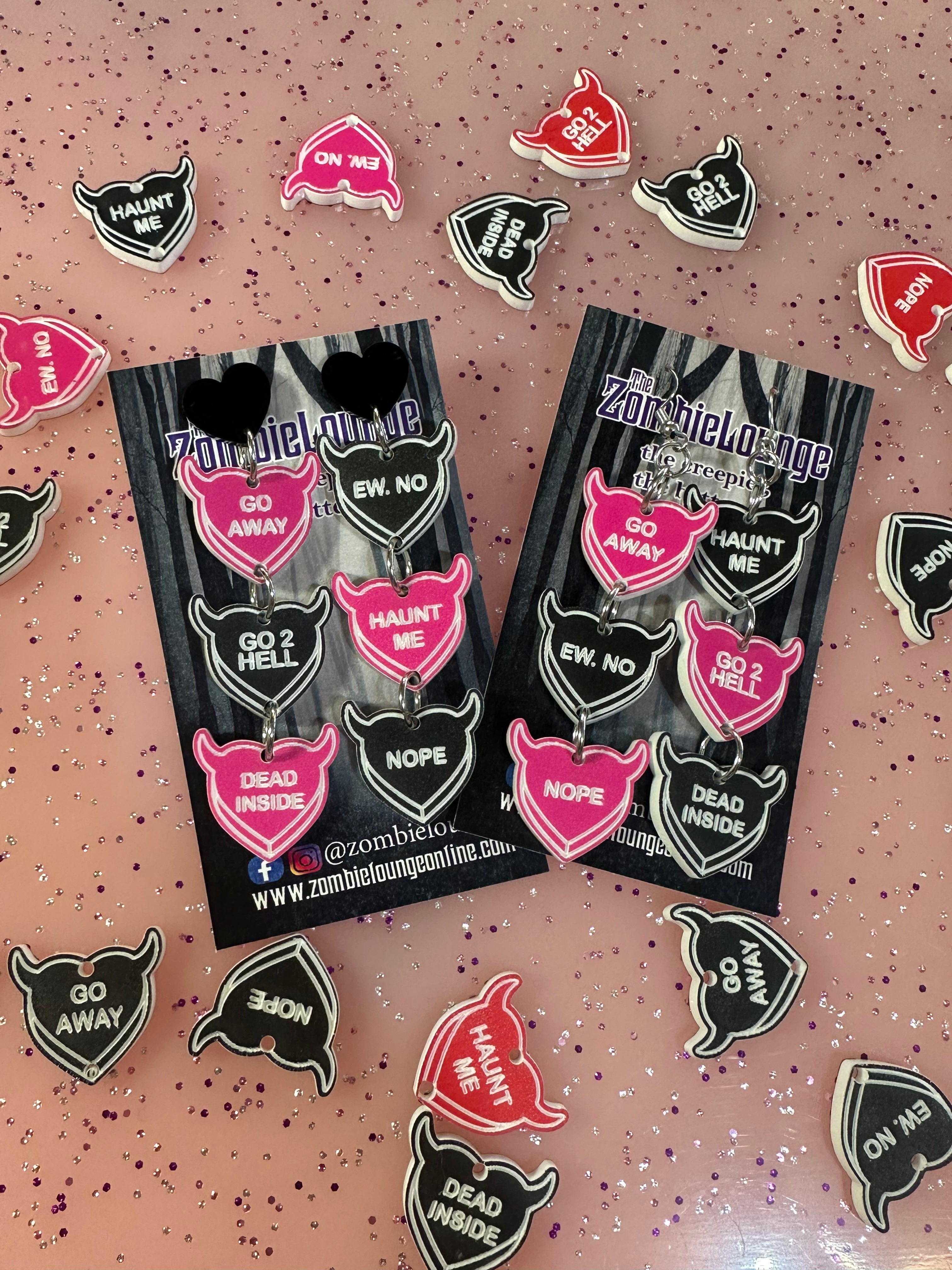 Valloween Candy Hearts Earrings - Sweet Valentine's Day Jewelry for Women | Perfect Gift for Girlfriend, Wife, or Best Friend | Cute Accessories for Parties, Dates, and Special Occasions