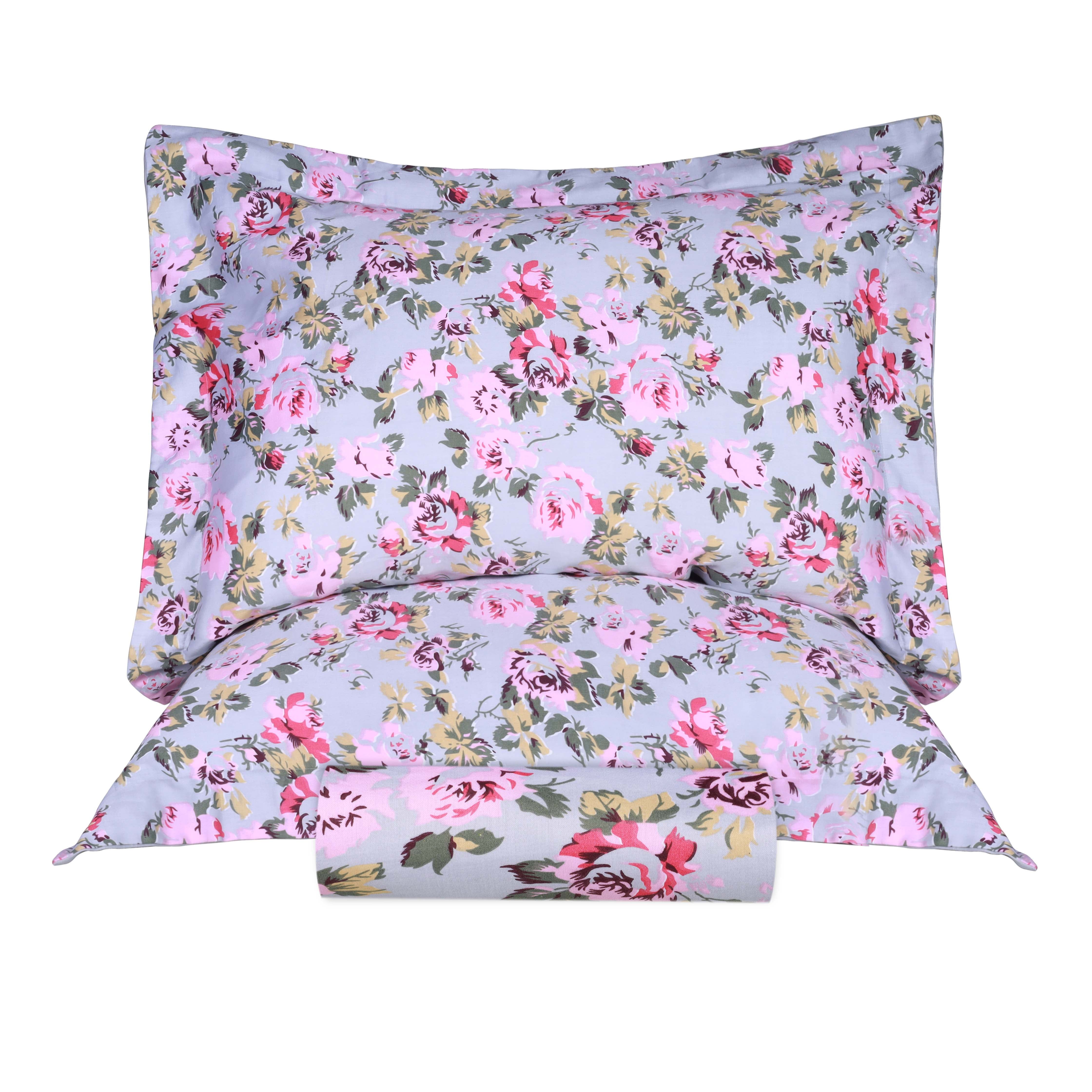 300 Thread Count Solid & Floral Cotton Duvet Cover Set - All Season Soft Bedding for Master Bedroom, Guest Room & Vacation Homes