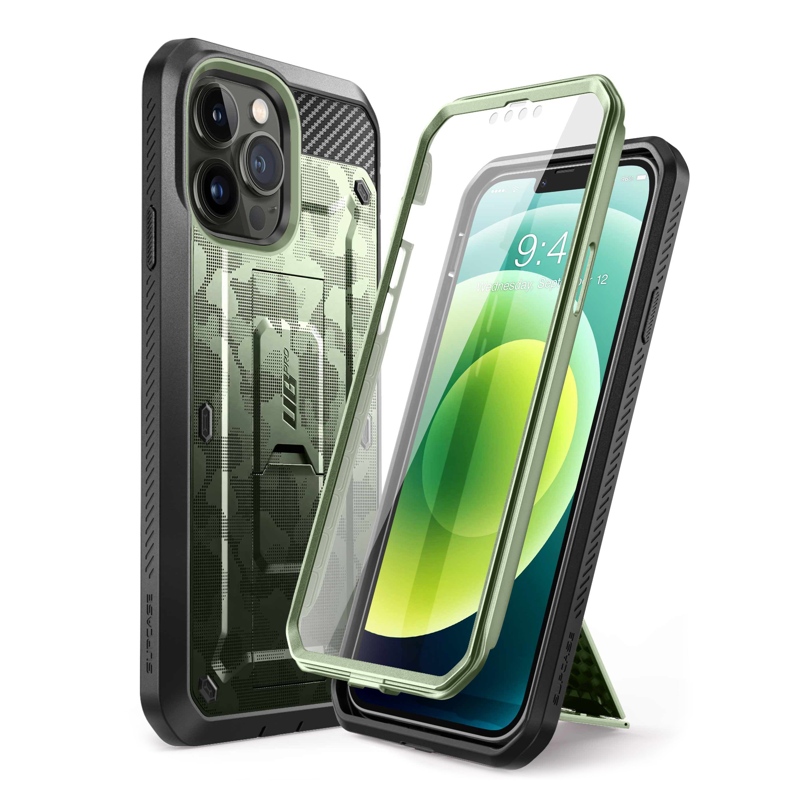 iPhone 13 Pro Max Case 6.7 Inch | Unicorn Beetle Pro Rugged Protective Cover with Green Camo Design | Shockproof, Military-Grade Protection | Perfect for Outdoor Adventures, Construction Work & Extreme Sports