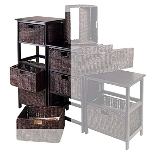 Modern 5-Piece Black Storage Organizer Set with Foldable Baskets - 36.75