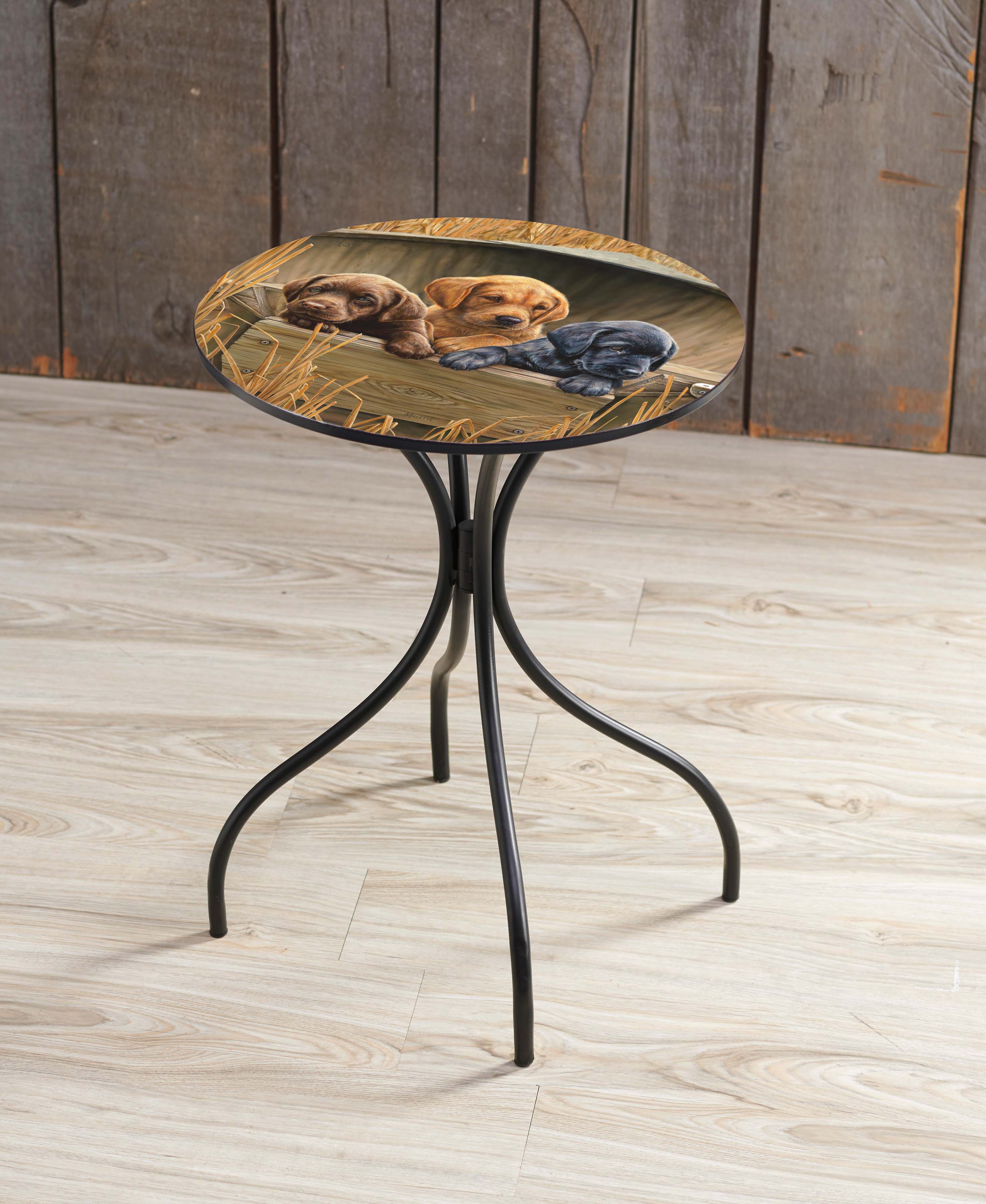 All Hands on Deck 18-Inch Metal Side Table - Outdoor & Indoor Patio Furniture for Deck, Poolside, or Living Room