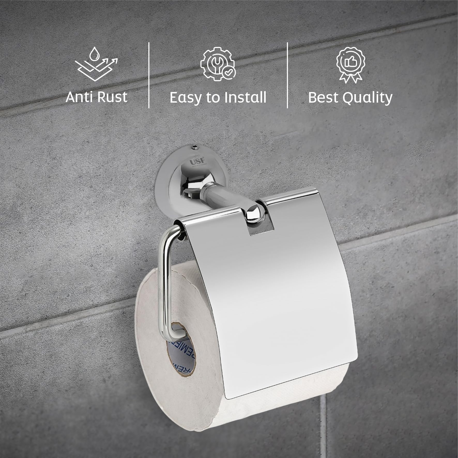 Stainless Steel Toilet Paper Holder - 304 Bathroom Tissue Roll Stand with Chrome Finish, Durable & Rustproof for Home, Office, or RV Use - Torin Model