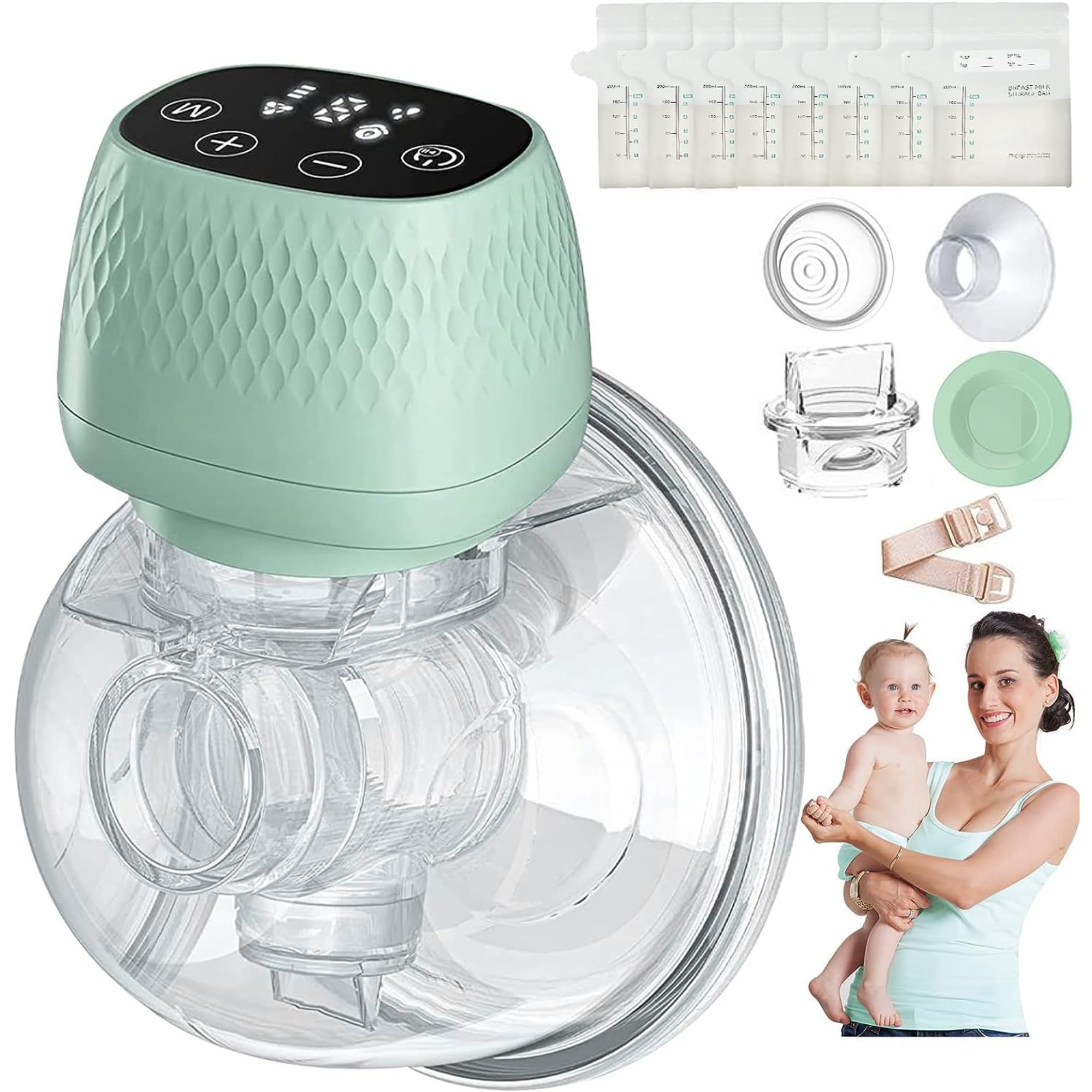 BRONTIX Electric Breast Pump - Hands-Free Wearable Automatic Breastfeeding Pump for Nursing Mothers - Portable & Rechargeable Milk Pump for On-the-Go Use at Work, Travel or Home Comfort