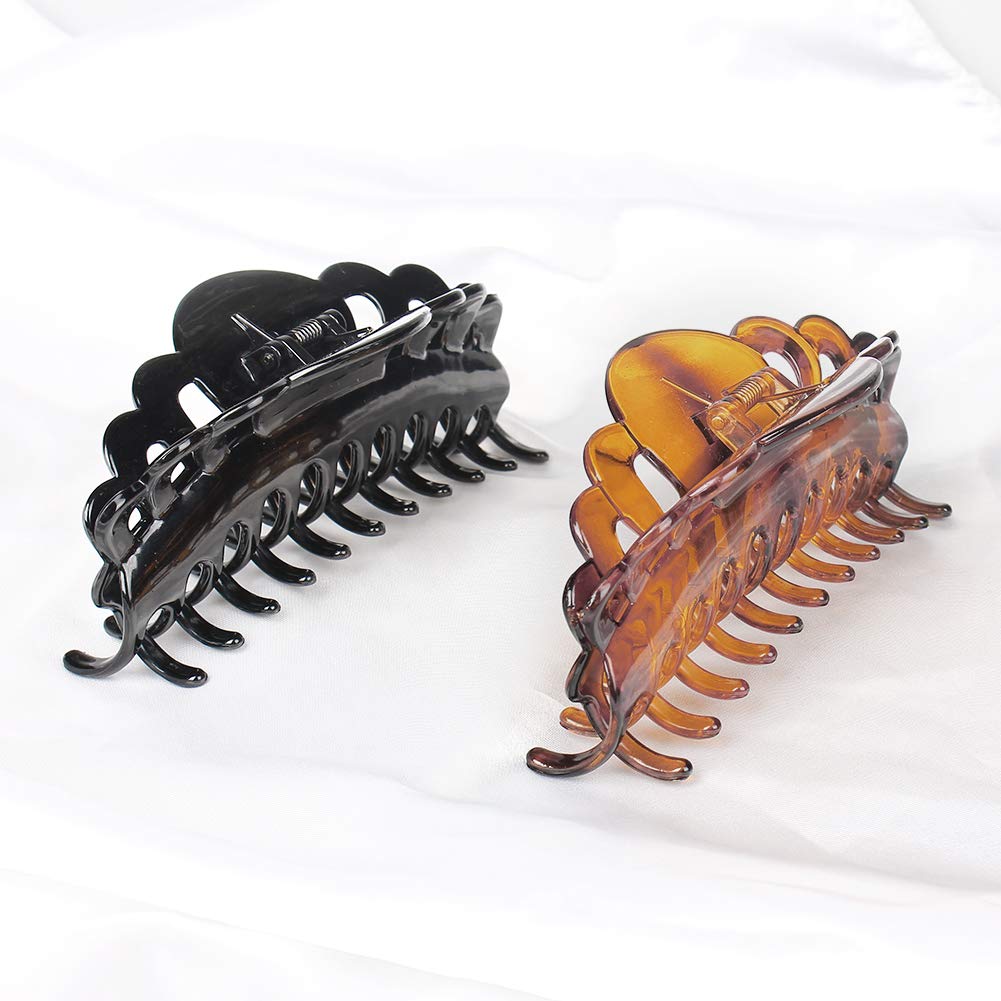 Extra Large Plastic Hair Claw Clips for Women - Strong Hold Jumbo Hair Clips for Long Thick Hair, Updo & Ponytail - Perfect for Workouts, Beach & Everyday Styling