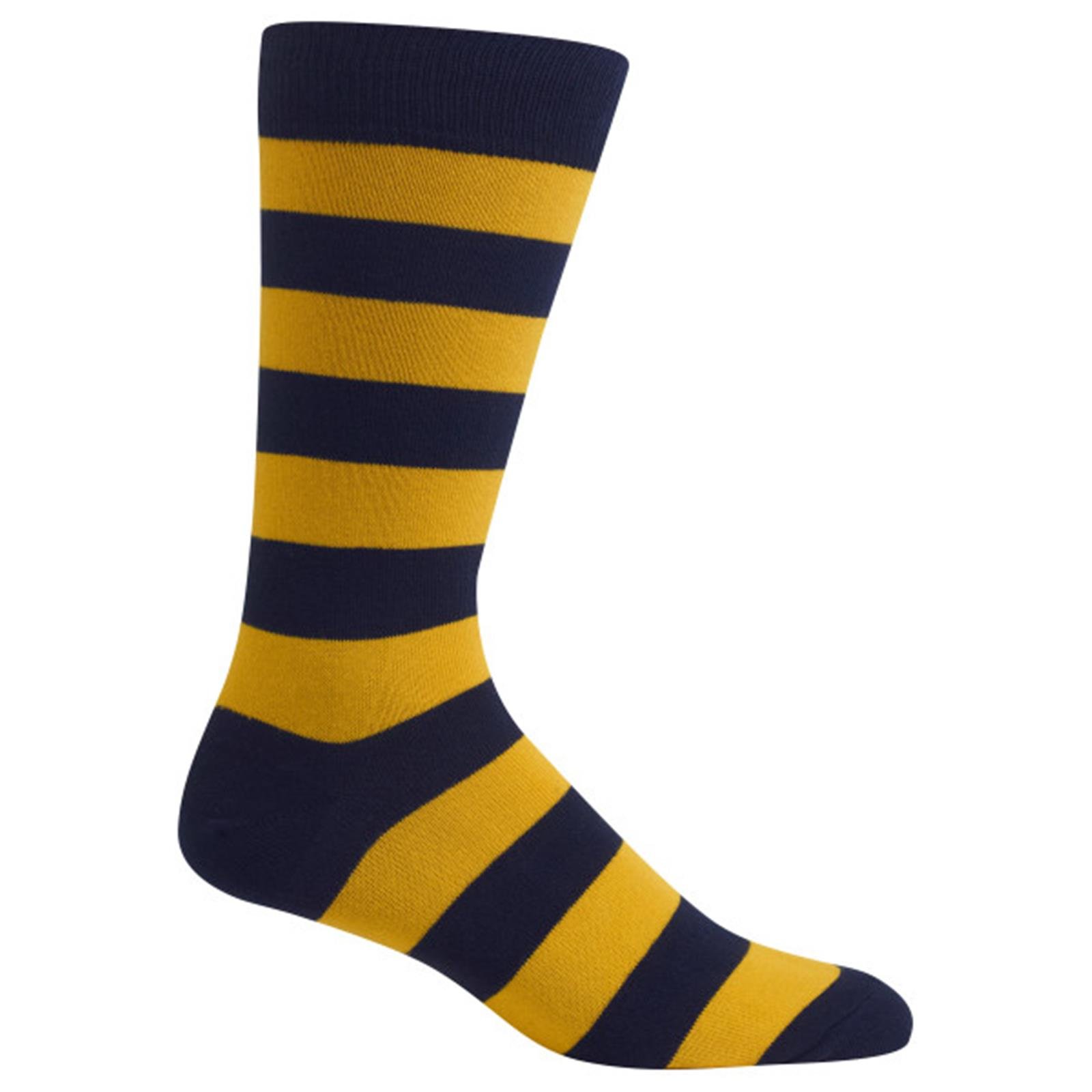 Hot Sox Men's Rugby Stripe Crew Socks - Casual & Dress Socks for Work, Office & Everyday Wear - Comfortable Cotton Blend Hosiery for Men