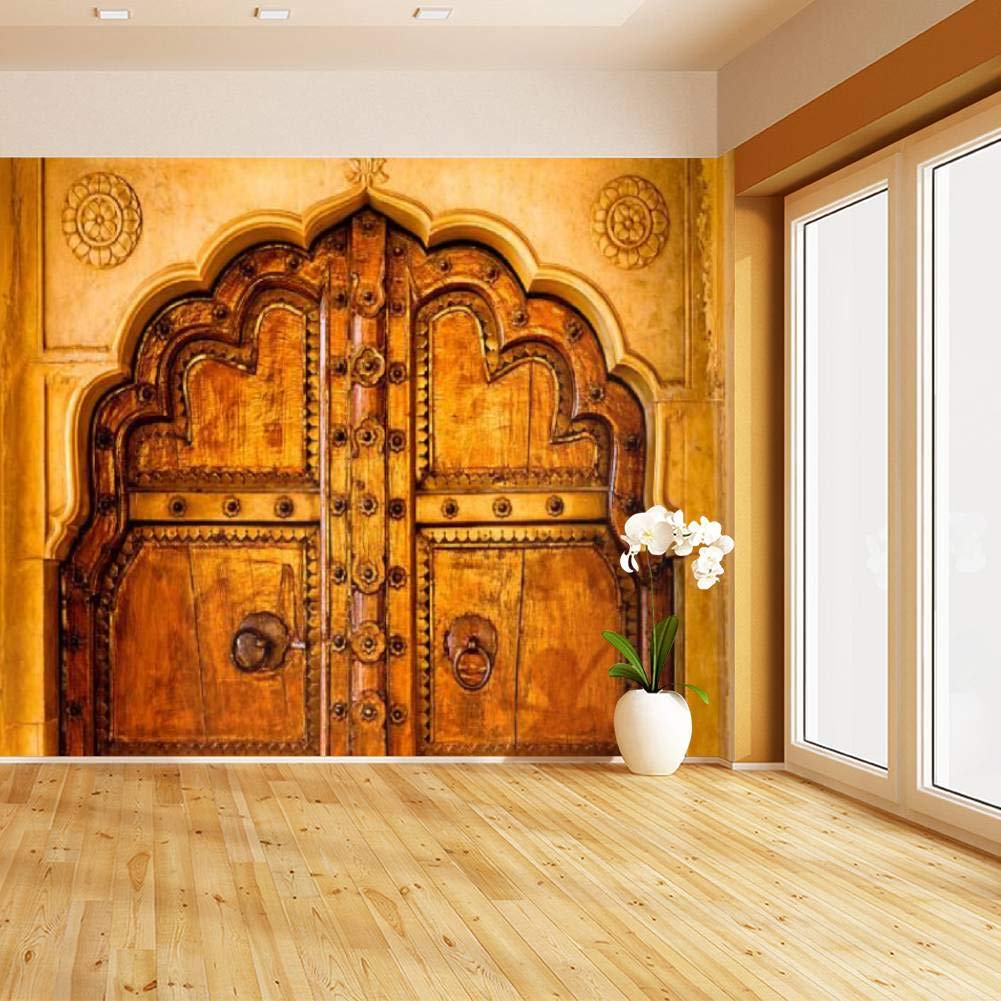 Ornate Indian Door Peel and Stick Wallpaper - Self-Adhesive Vinyl Wall Mural for Home Decor | Large Removable Wall Sticker for Living Room, Bedroom & Office