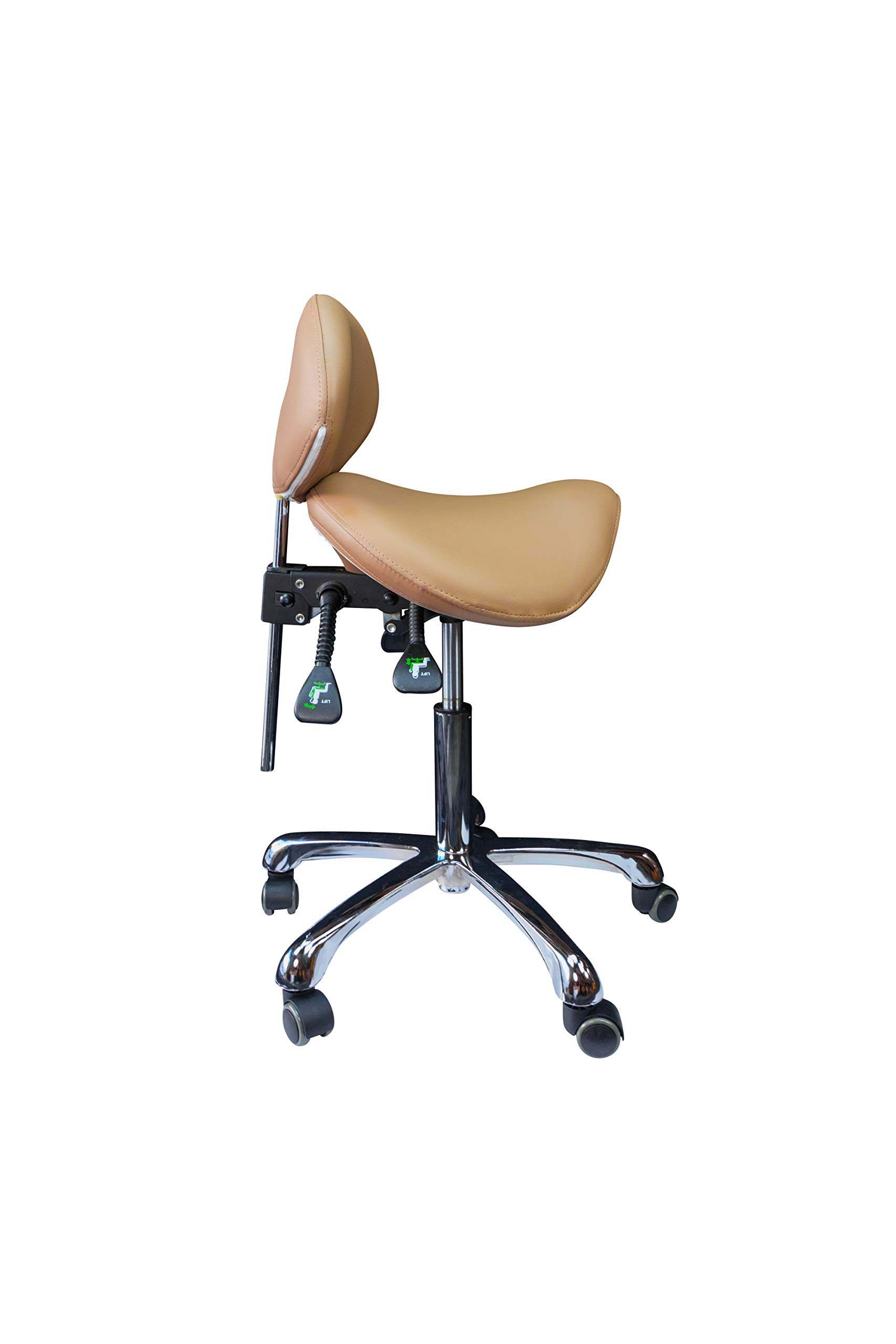 Ergonomic Rolling Stool with Adjustable Height & Back Support - Comfortable Beauty Salon Stool, Medical Exam Chair, Office & Home Seating (Clay Color) - Perfect for Hairdressers, Nurses, Tattoo Artists & Home Office Use