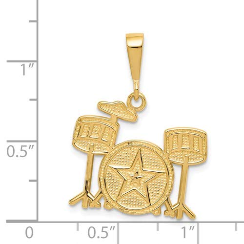 14K Yellow Gold Drum Set Charm Pendant - Roy Rose Jewelry for Women & Men - Perfect for Musicians, Music Lovers & Gift Giving - Elegant Jewelry for Concerts, Birthdays & Special Occasions