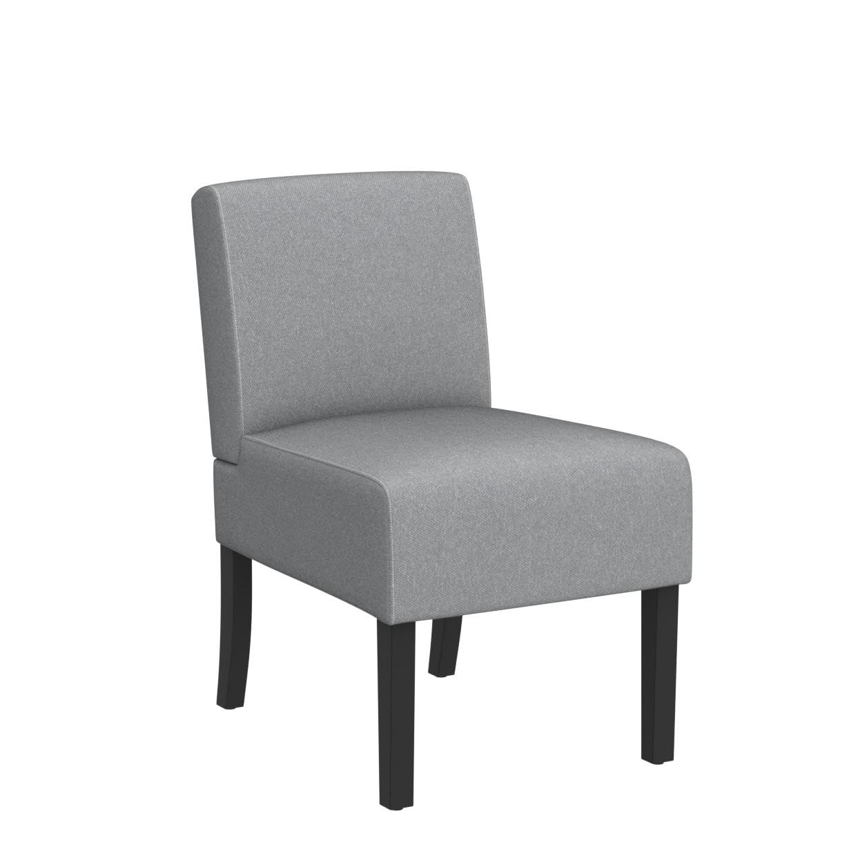 Modern Accent Chair Set of 2 - Grey Armless Living Room Chairs with Thick Cushion for Bedroom, Office & Small Spaces - Perfect for Reading Nook, Guest Seating or Lounge Area