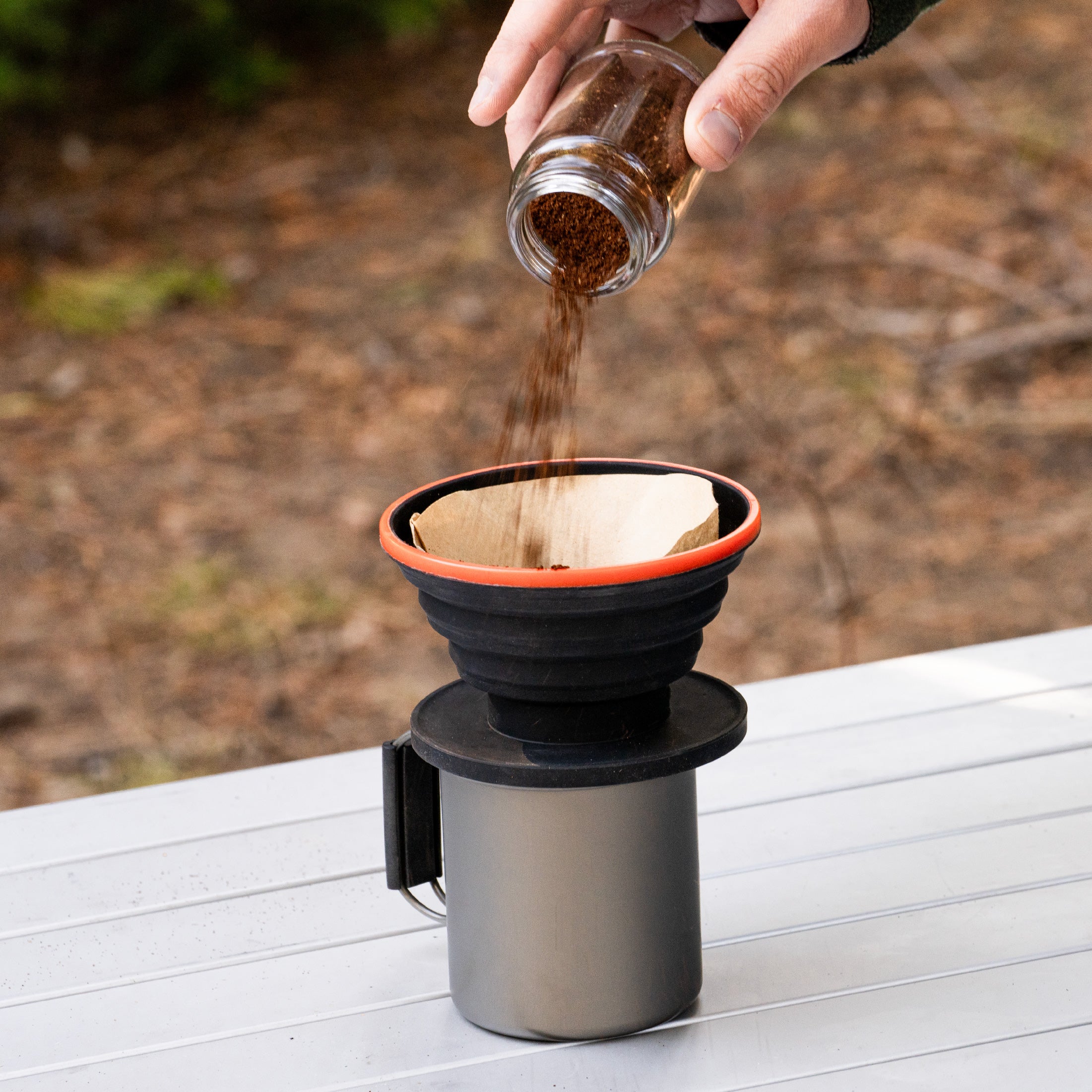 Premium Camping Coffee Kit - Portable French Press & Stainless Steel Travel Mug for Outdoor Adventures, Hiking & Backpacking