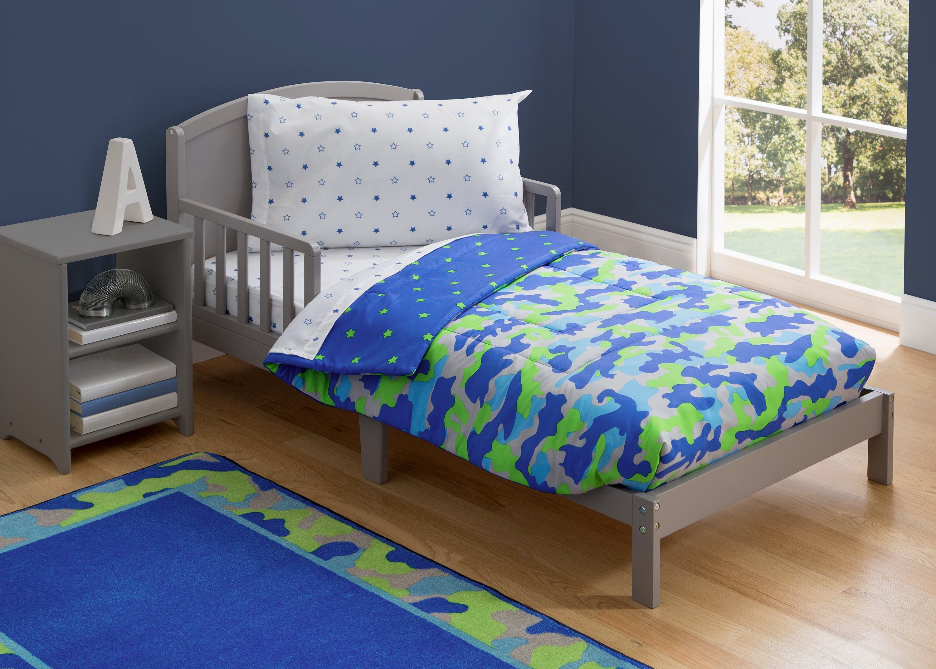 4 Piece Toddler Bedding Set for Boys - Soft Cotton Crib Sheets & Comforter - Perfect for Nursery, Daycare or Toddler Room Decor