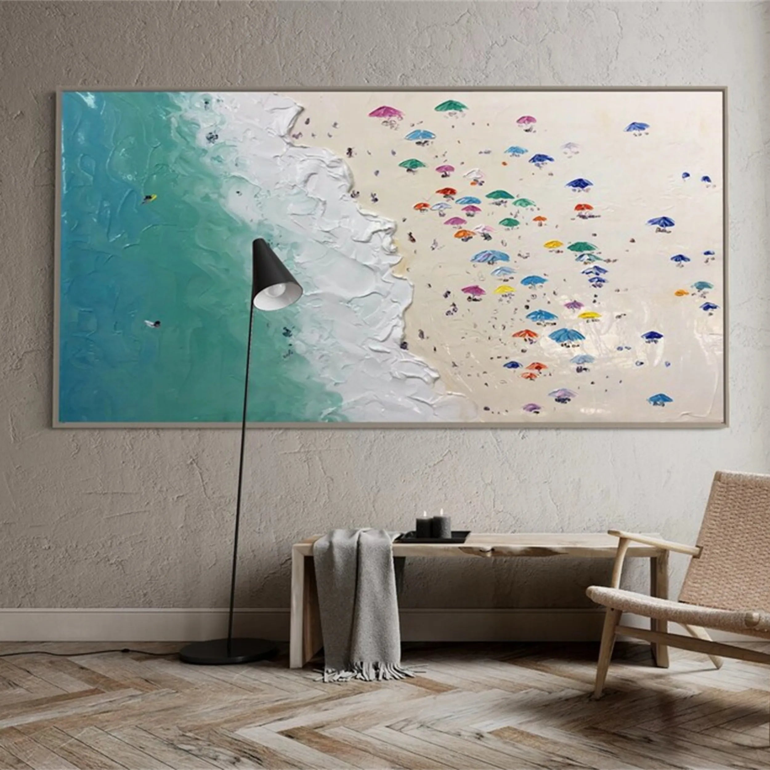 Seascape and Snowy Peak Painting #SP011 - Stunning Coastal and Mountain Landscape Artwork for Home & Office Decor